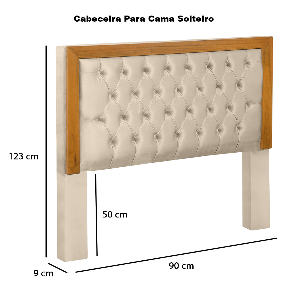 Cabeceira Para Cama Box Solteiro 90 cm com Moldura de Madeira Imperial Várias Cores - LH Móveis
