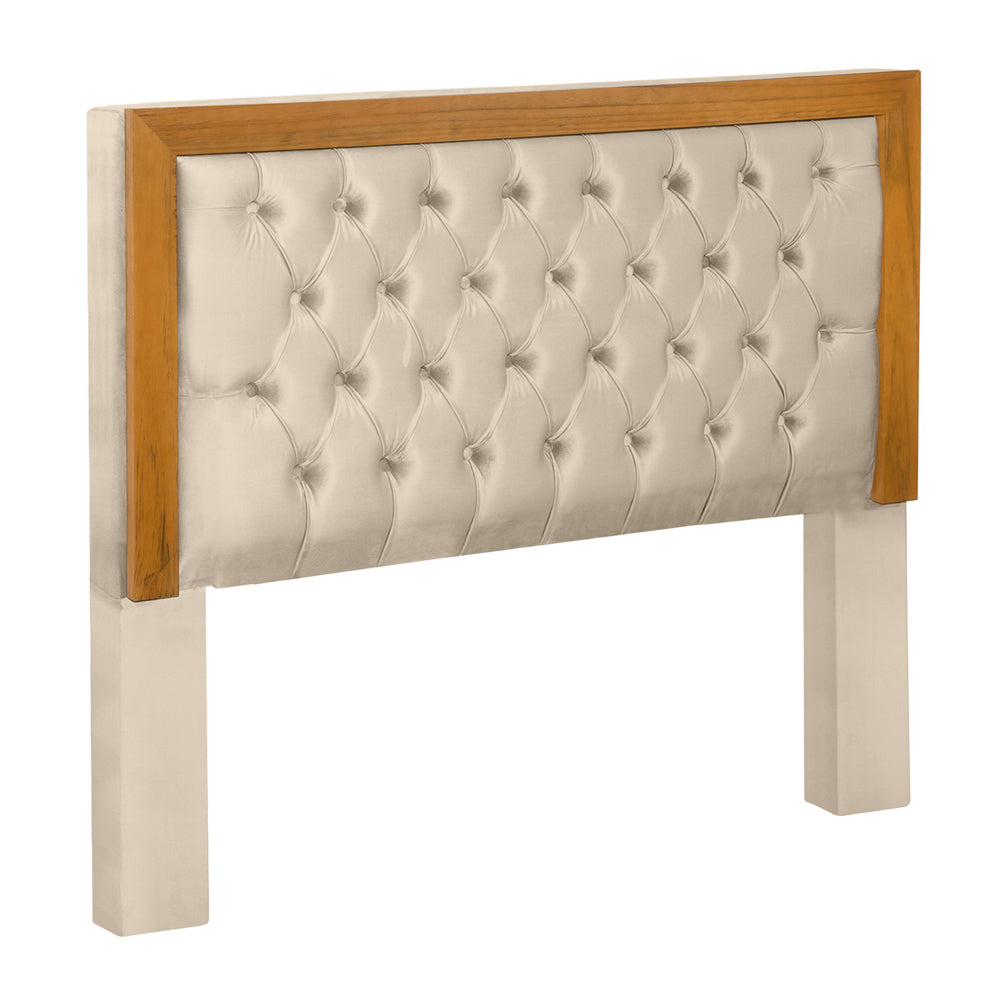 Cabeceira Para Cama Box Queen 160 cm Imperial Detalhe Capitonê Europeu com Moldura de Madeira Fixação no Box - LH Móveis