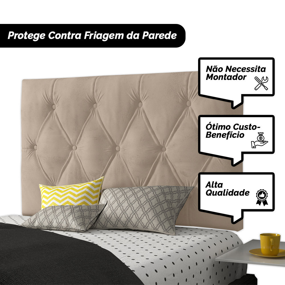 Cabeceira Painel Capitonê para Cama Box Solteiro 90 cm Intense Fixação na Parede Várias Cores - LH Móveis