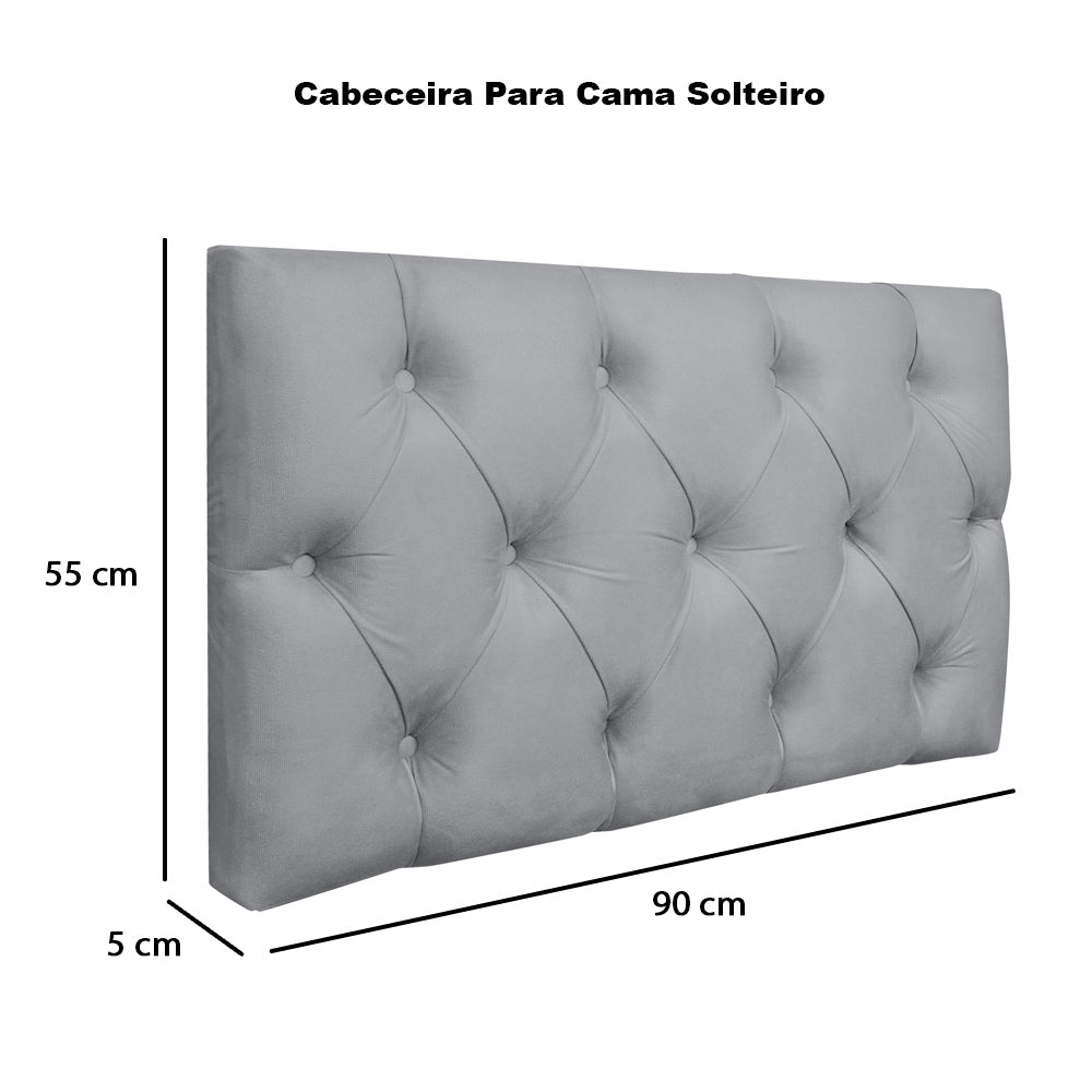 Cabeceira Painel Capitonê para Cama Box Solteiro 90 cm Intense Fixação na Parede Várias Cores - LH Móveis