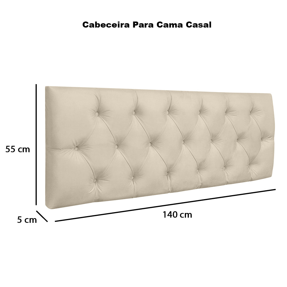 Cabeceira Estofada Painel Intense para Cama Box Casal 140cm com Detalhe Capitonê Fixação na Parede  - LH Móveis