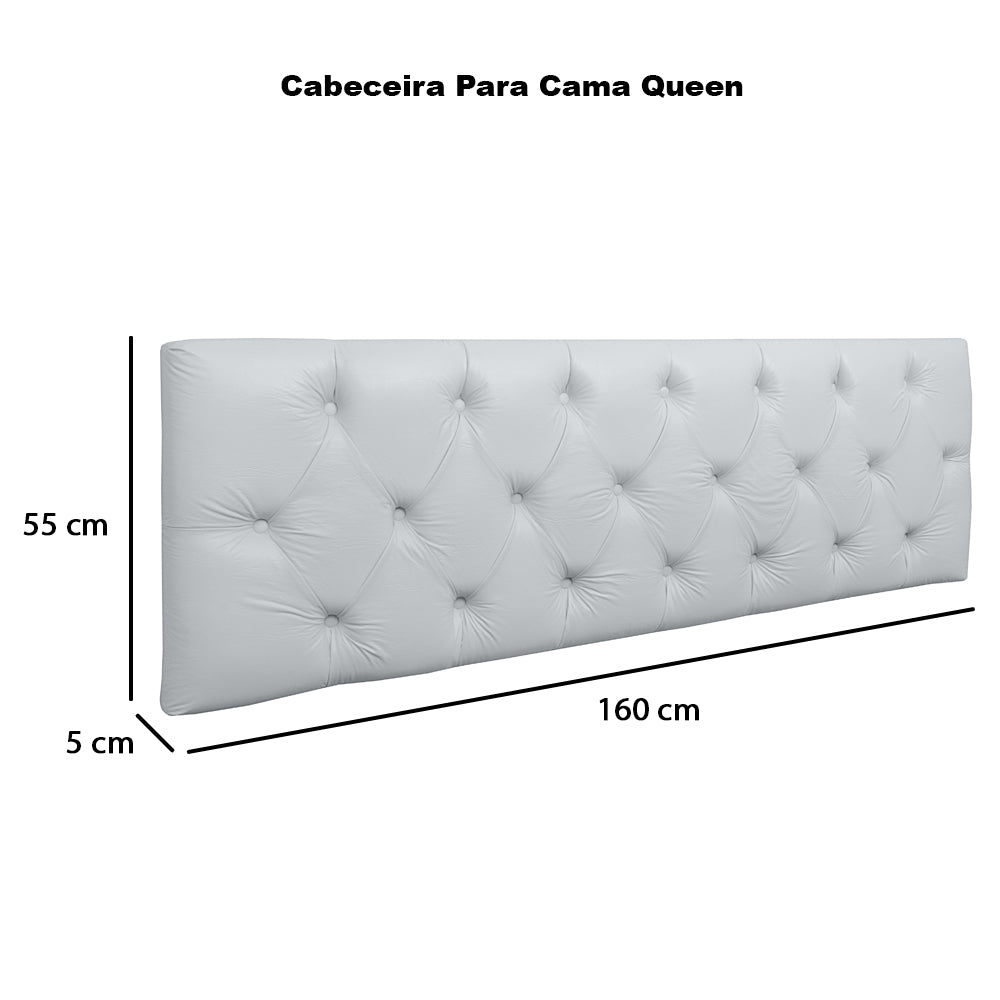 Cabeceira Intense Modelo Painel Detalhe Capitonê para Cama Box Queen 160 cm Fixação na Parede - LH Móveis