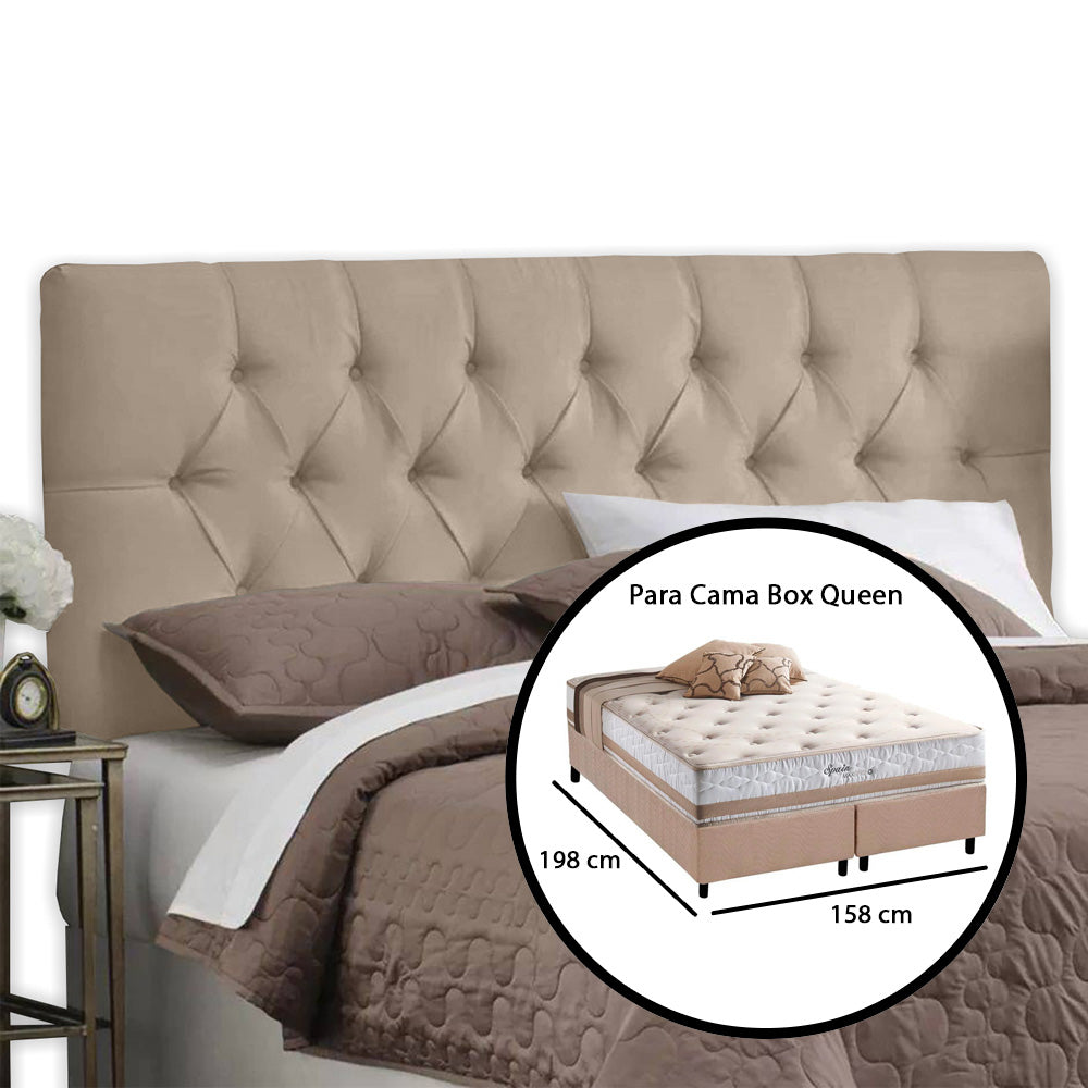 Cabeceira Intense Modelo Painel Detalhe Capitonê para Cama Box Queen 160 cm Fixação na Parede - LH Móveis