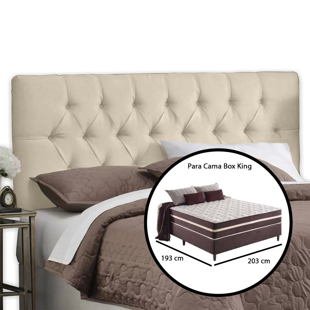 Cabeceira Painel para Cama Box King 195cm Intense Estofada Fixação na Parede com Detalhe Capitonê - LH Móveis