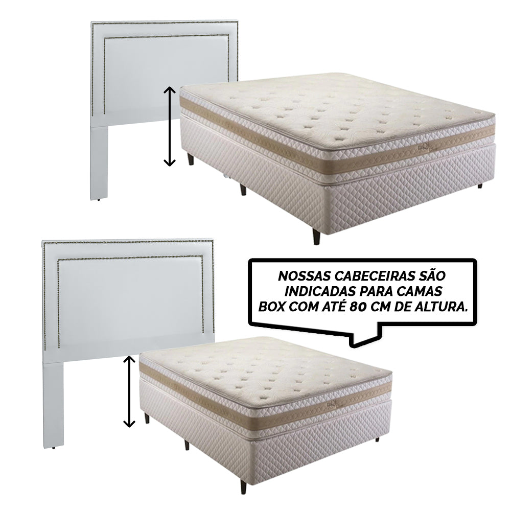 Cabeceira para Cama Box Queen 160 cm Madri com Detalhe em Tachinha de Metal Fixação no Box com Pés - LH Móveis