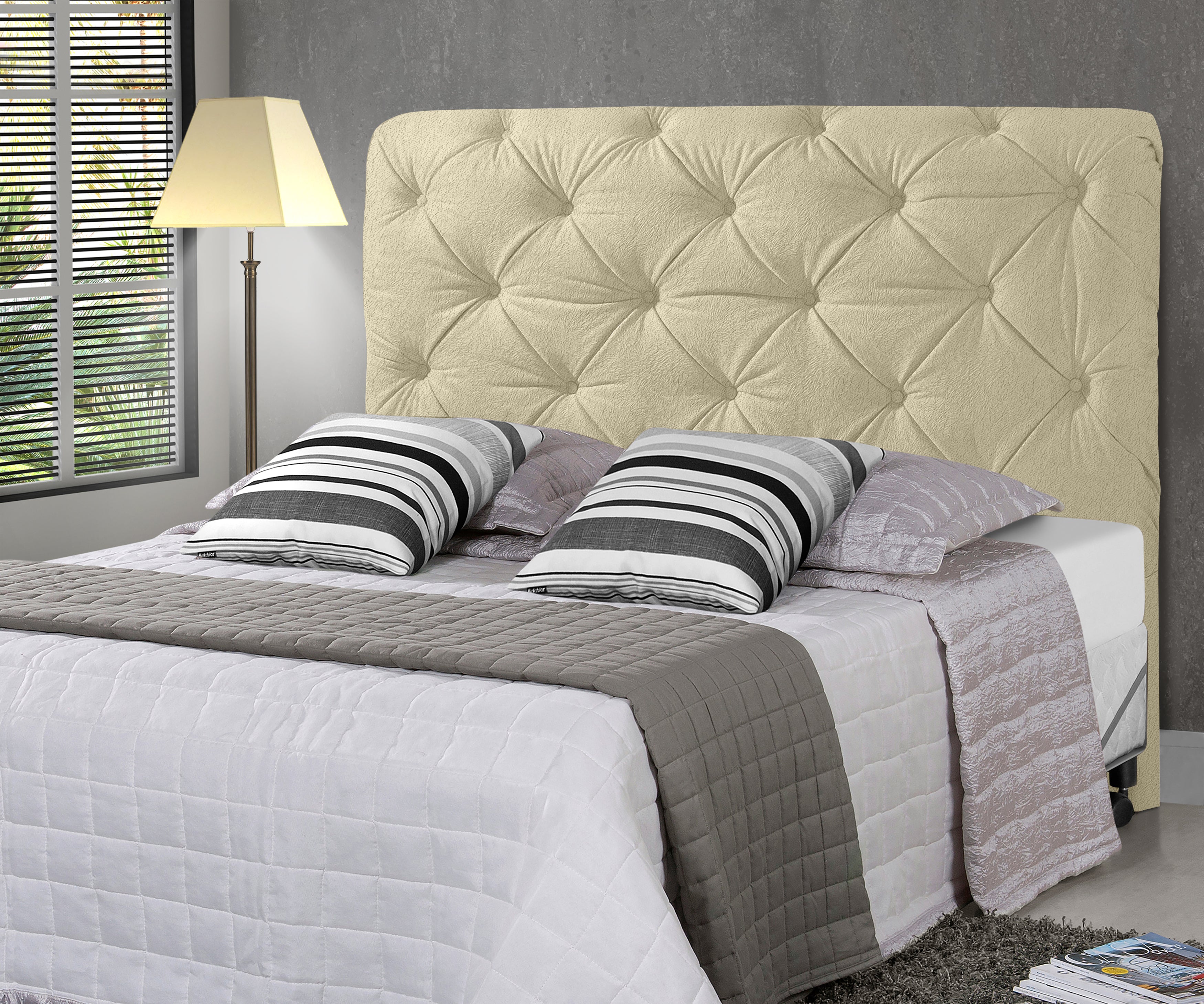 Cabeceira Montreal para Cama Box Solteiro 90cm Modelo com Pés Fixação no Box - LH Móveis