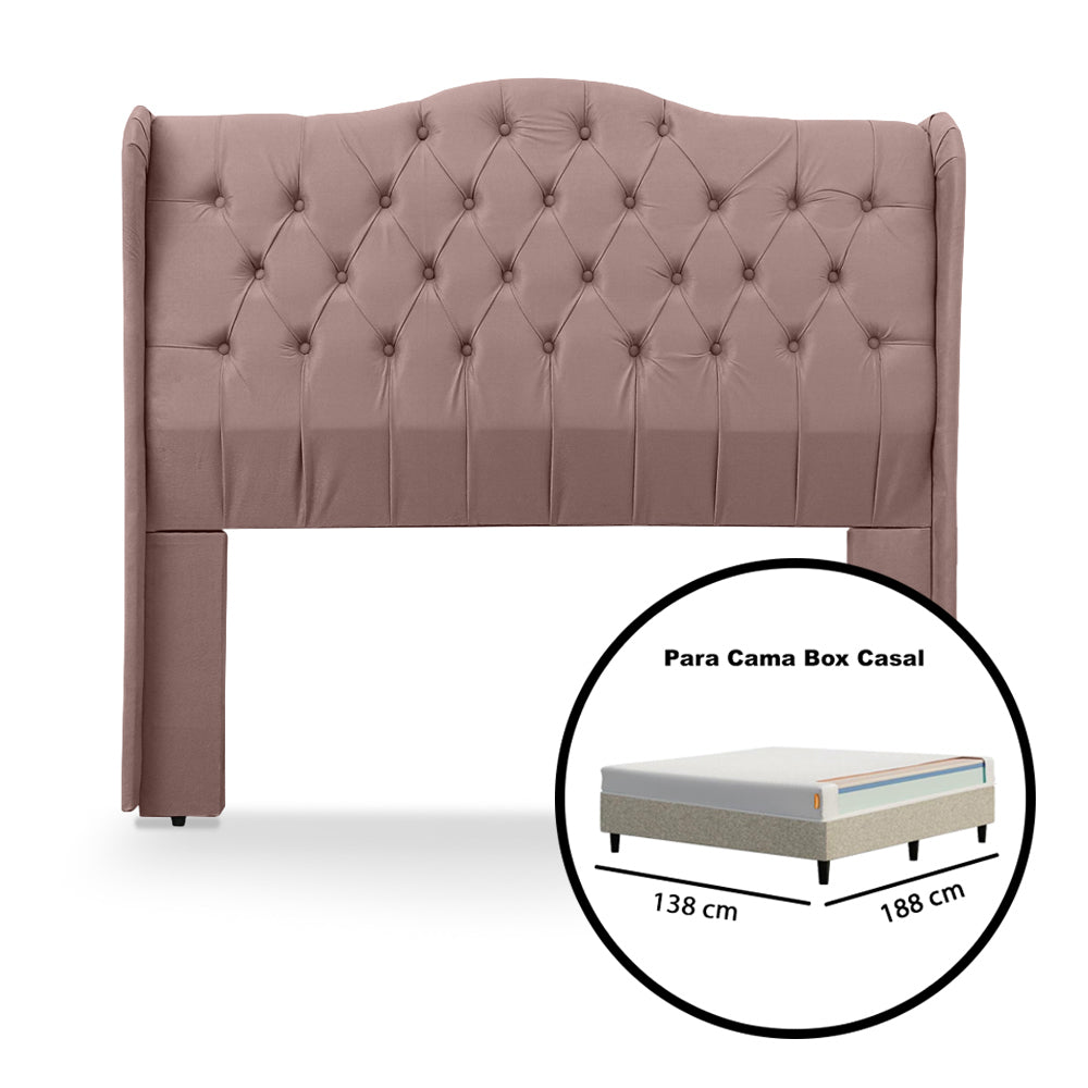Cabeceira Dubai Detalhe Capitonê com Botões para Cama Box Casal 140 cm Estofado Com Pés - LH Móveis