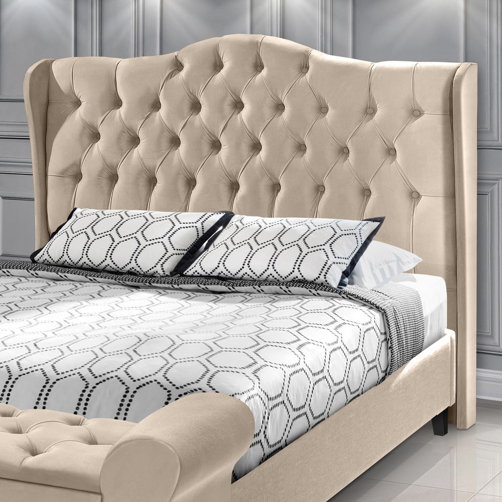 Cabeceira Dubai Detalhe Capitonê com Botões para Cama Box Casal 140 cm Estofado Com Pés - LH Móveis