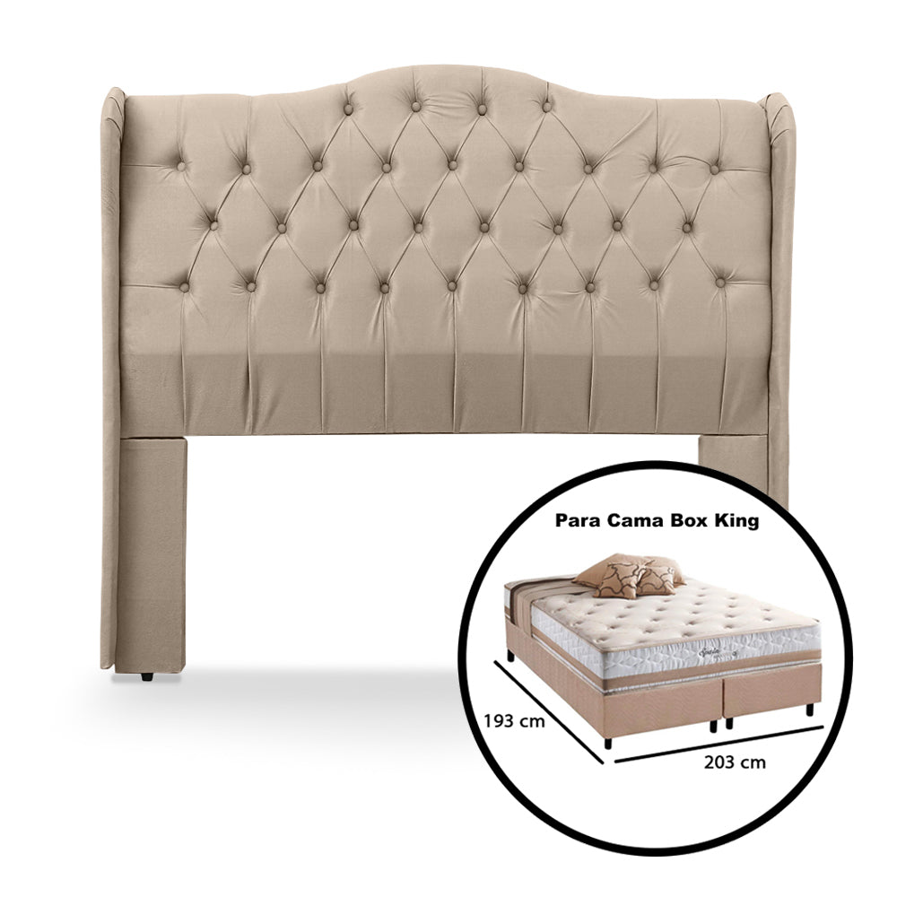 Cabeceira Dubai Capitonê para Cama Box King 195 cm com Pés Estofada com Botões Estrutura em Madeira - LH Móveis