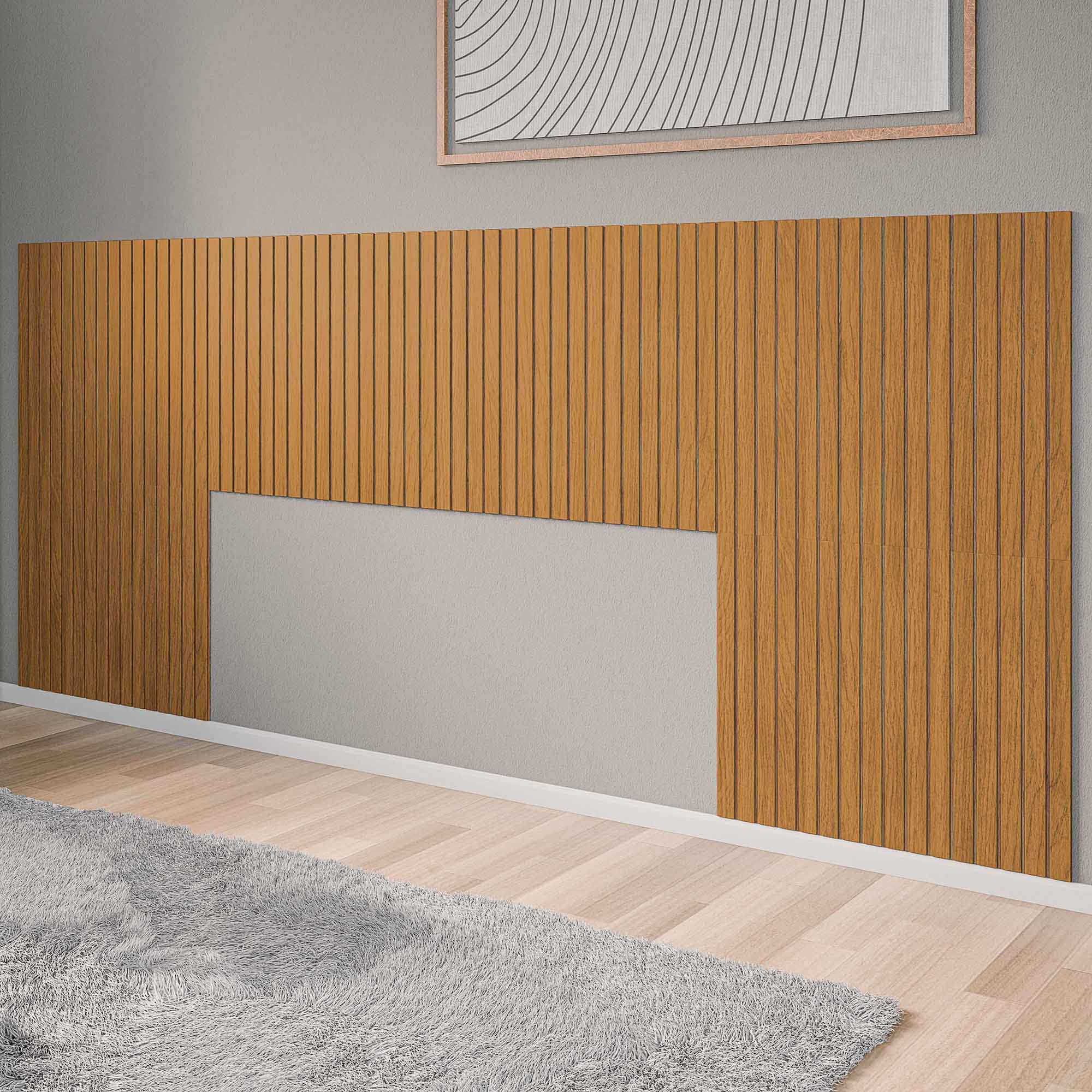 Cabeceira Ripado Cama Casal, Queen e King em MDF Adesiva Fácil Instalação - LH Móveis