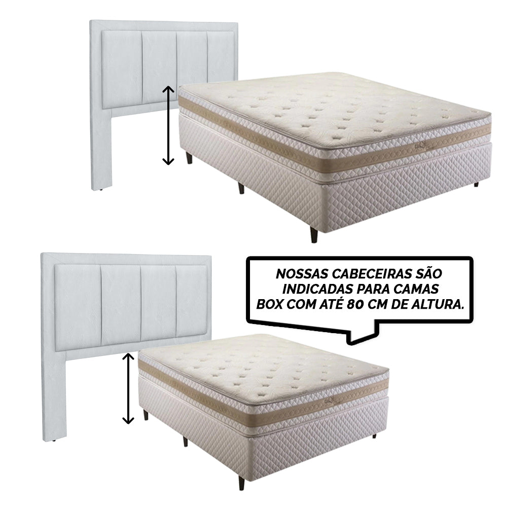 Cabeceira Estofada Veneza Luxo para Cama Box Queen 160cm com Pés Fixação no Box Estrutura em Madeira - LH Móveis