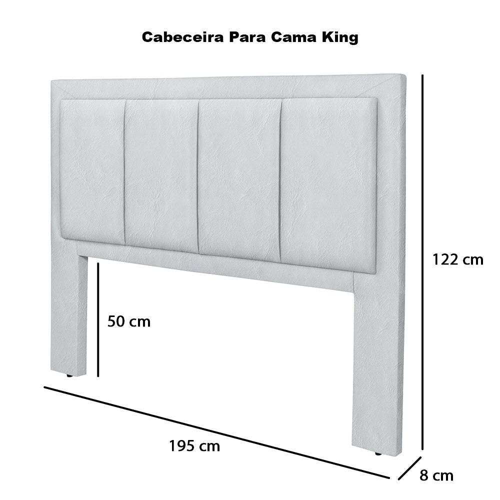 Cabeceira Veneza Estofada Luxo para Cama Box King 195 cm Detalhe em Alto Relevo com Pés - LH Móveis