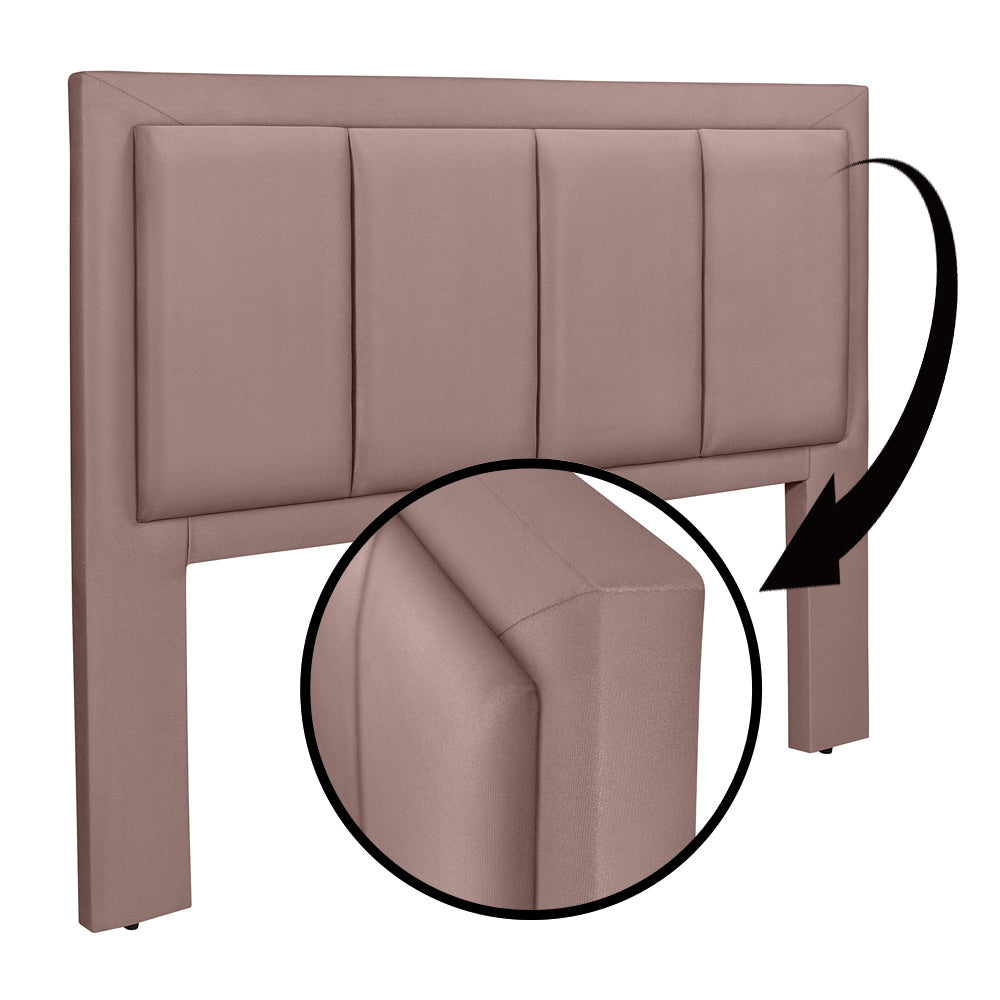 Cabeceira Veneza Estofada Luxo para Cama Box King 195 cm Detalhe em Alto Relevo com Pés - LH Móveis