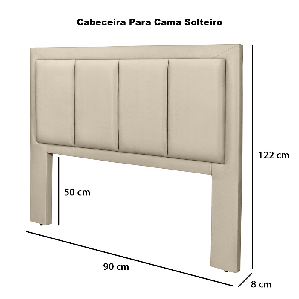 Cabeceira Estofada Luxo para Cama Box Solteiro 90 cm Veneza Várias Cores - LH Móveis