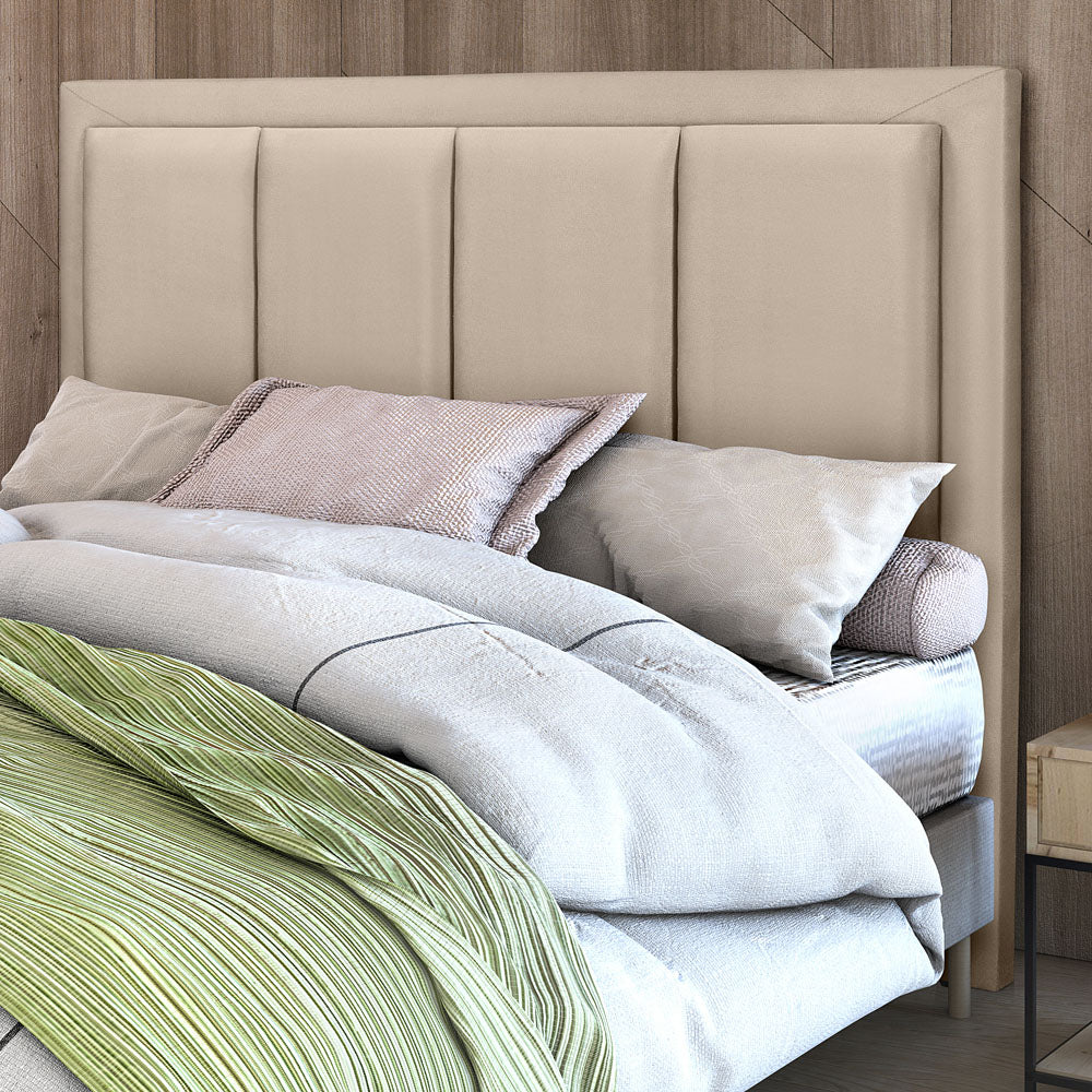Cabeceira Veneza Estofada Luxo para Cama Box King 195 cm Detalhe em Alto Relevo com Pés - LH Móveis