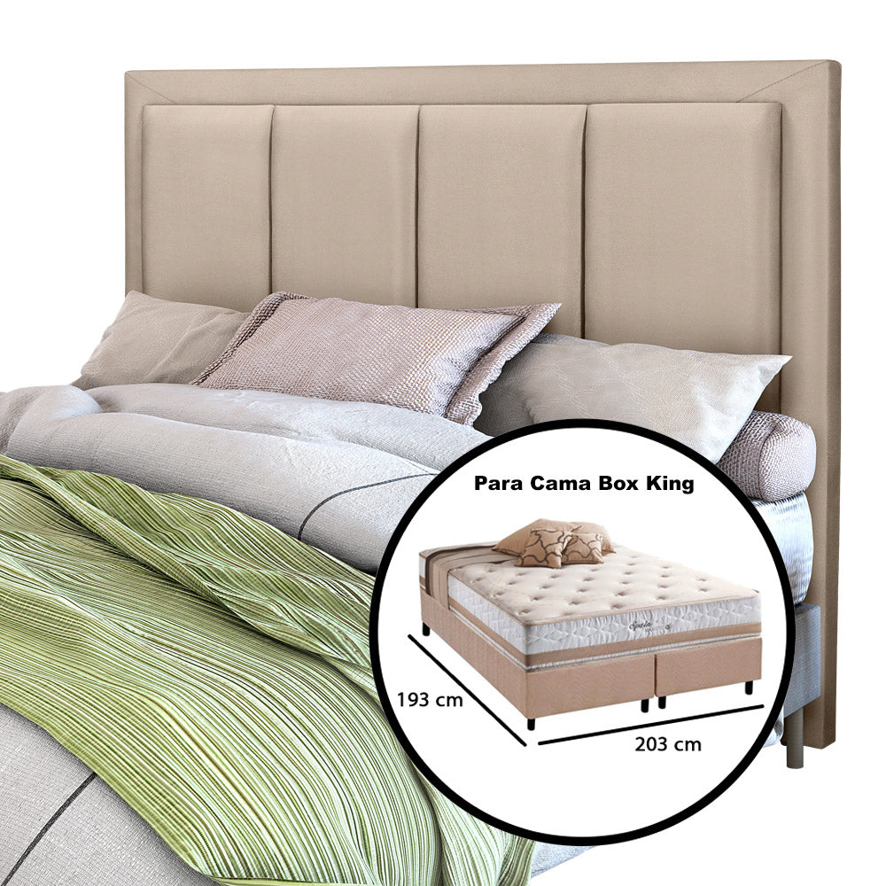 Cabeceira Veneza Estofada Luxo para Cama Box King 195 cm Detalhe em Alto Relevo com Pés - LH Móveis