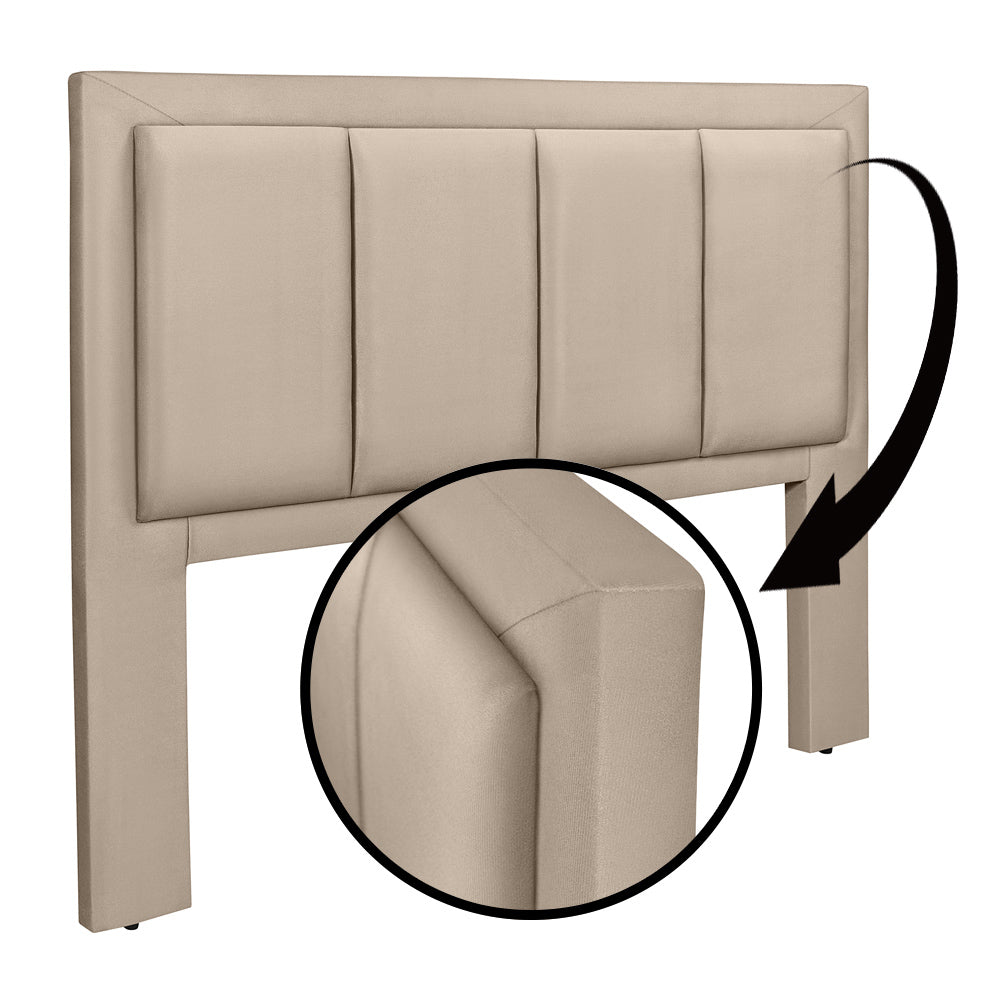Cabeceira Estofada Veneza Luxo para Cama Box Queen 160cm com Pés Fixação no Box Estrutura em Madeira - LH Móveis