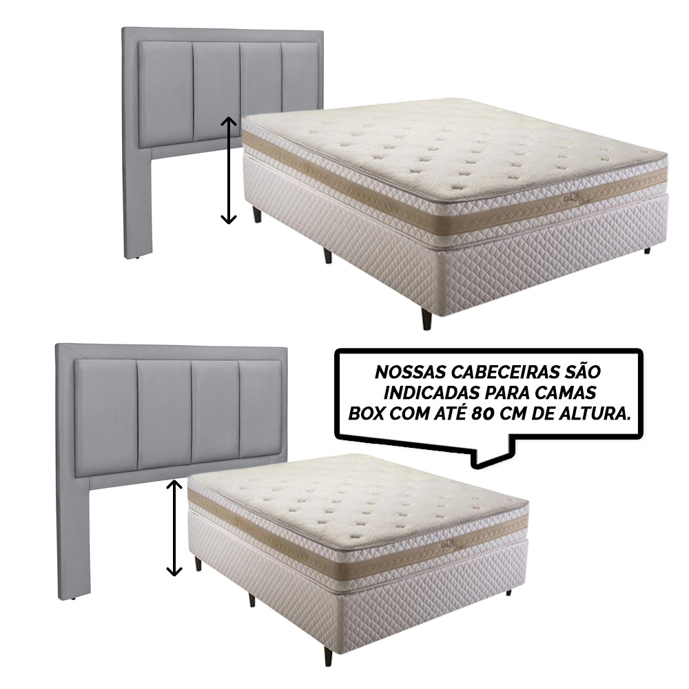 Cabeceira Veneza Estofada Luxo para Cama Box King 195 cm Detalhe em Alto Relevo com Pés - LH Móveis