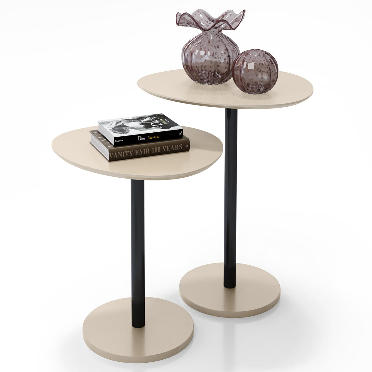 Conjunto 2 Mesas Laterais Design Orgânico para Decoração Apoio - LH Móveis