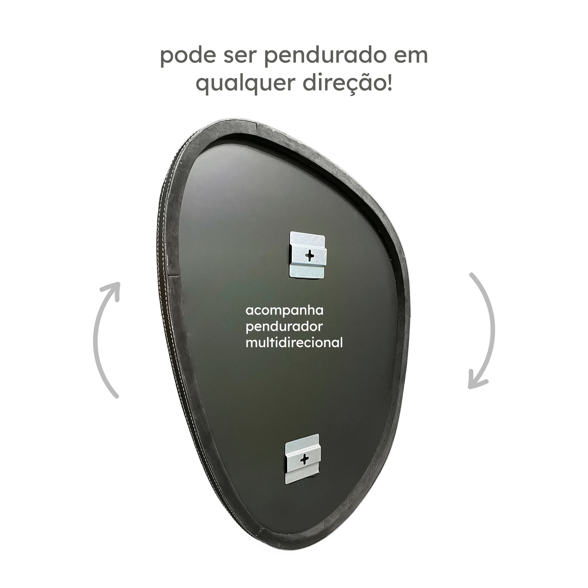 Espelho Nuvem Decorativo Design Orgânico 44x64cm Moldura em Couro Legítimo Para Hall Sala Quarto