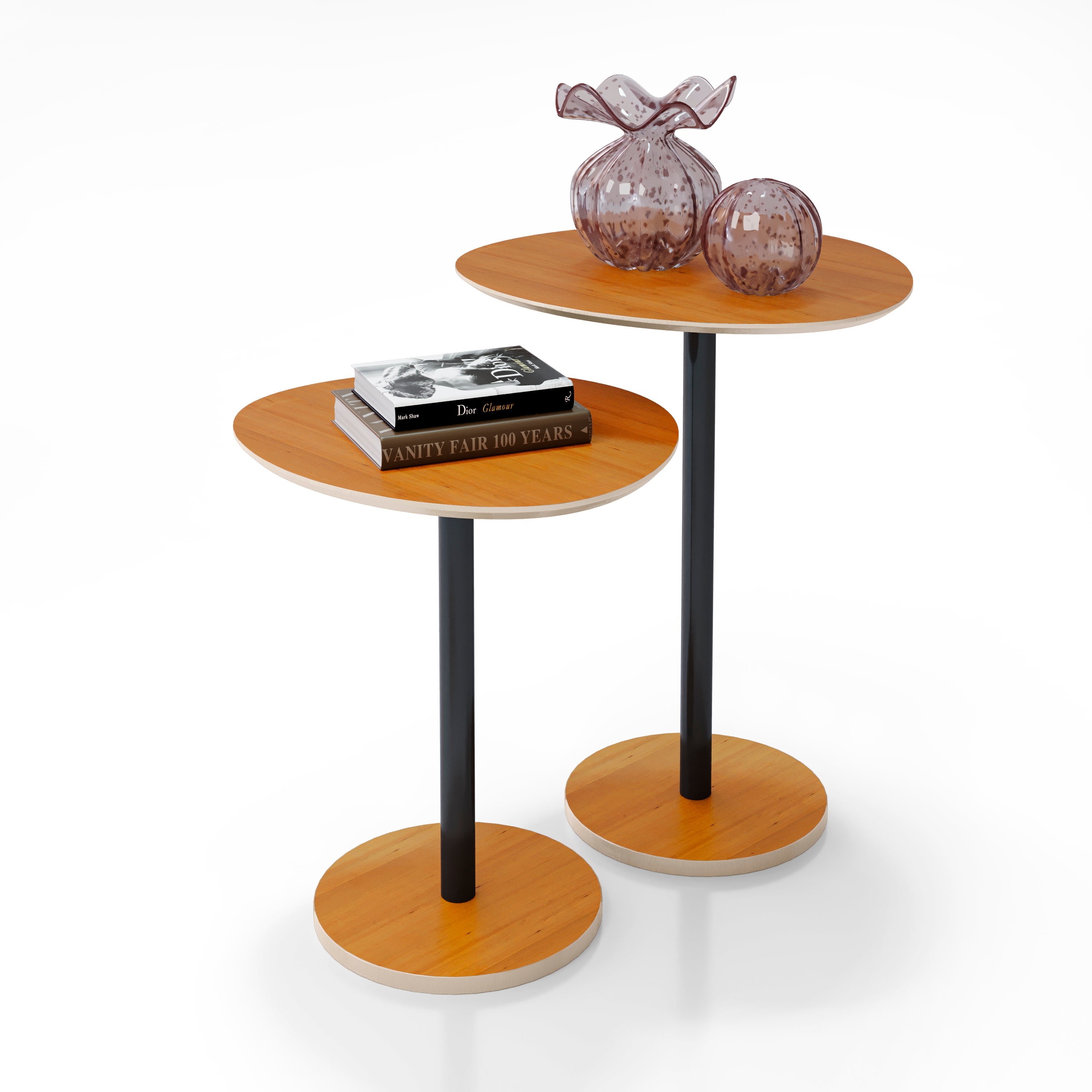 Conjunto 2 Mesas Laterais Design Orgânico para Decoração Apoio - LH Móveis