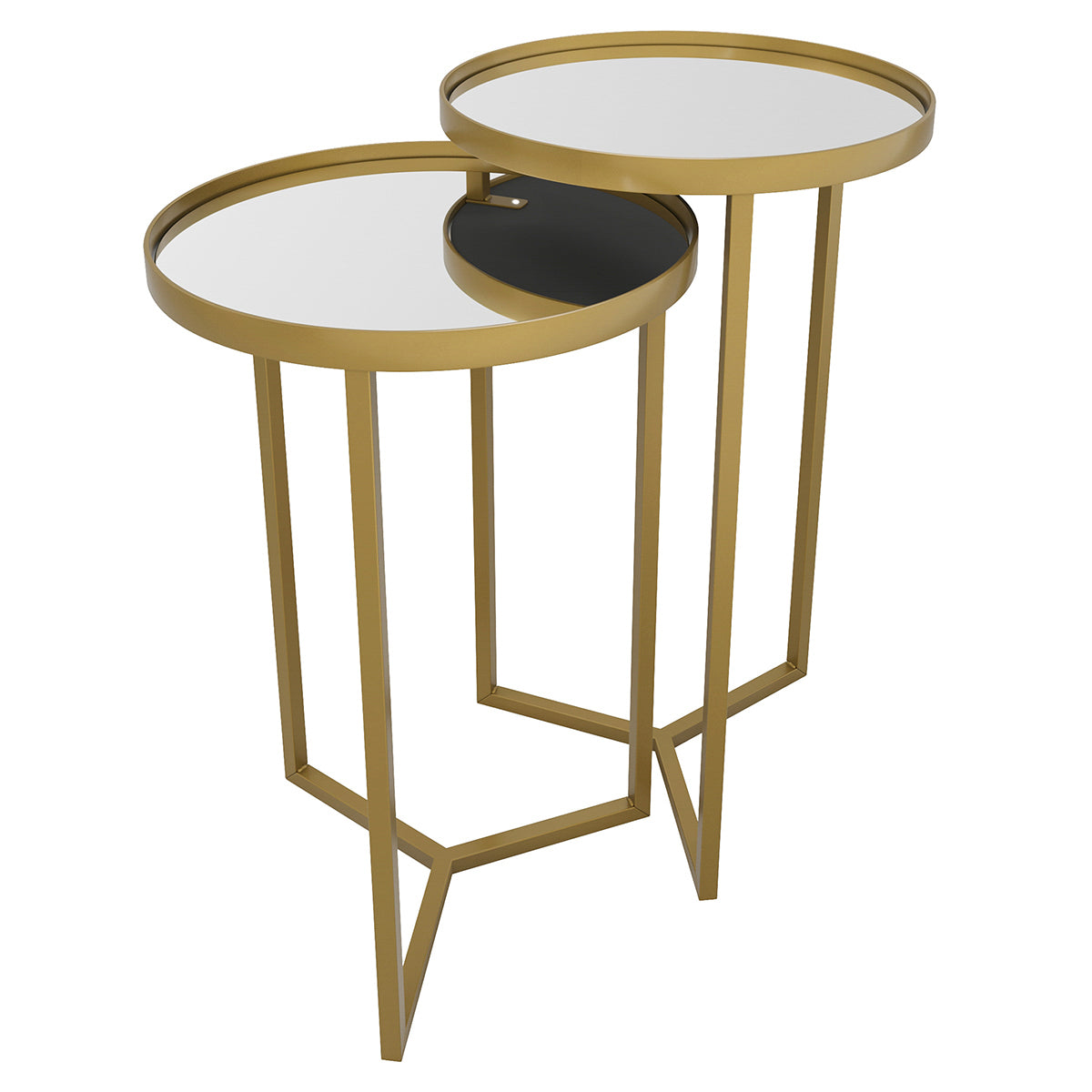 Conjunto Mesa Lateral Steel Glass Base de Aço Tampo com Espelho Estilo Industrial - LH Móveis