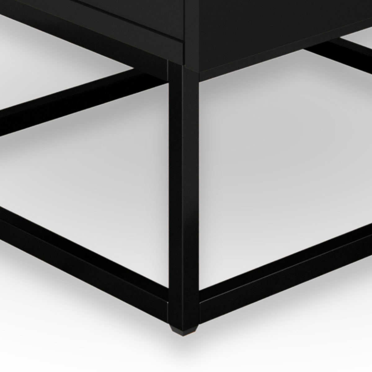 Mesa de Cabeceira Steel Glass Base de Aço Estilo Industrial com 2 Gavetas - LH Móveis