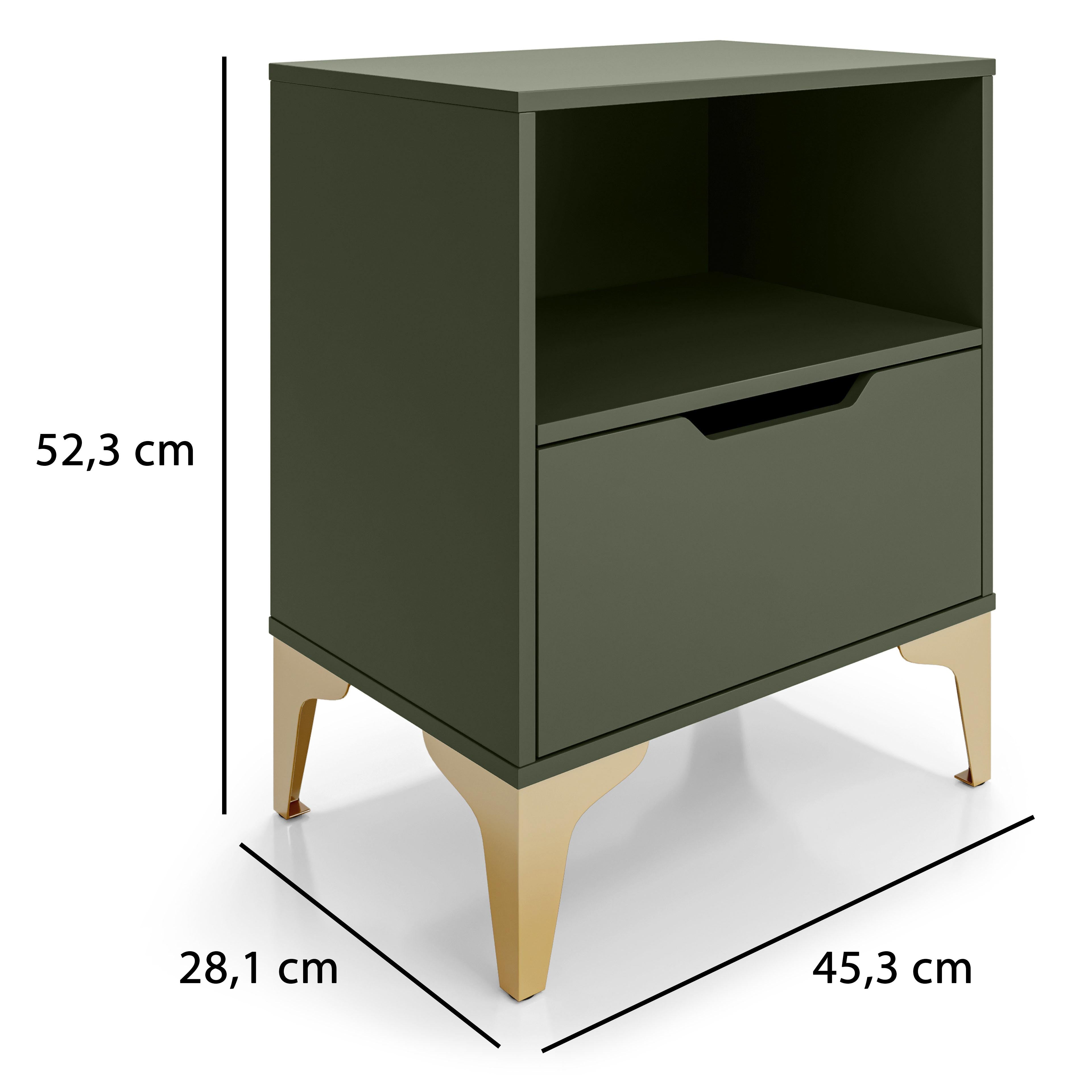 Mesa de Cabeceira Industrial Vegas com 1 Gaveta Corrediça Telescópica Nicho Versátil Base de Aço - LH Móveis