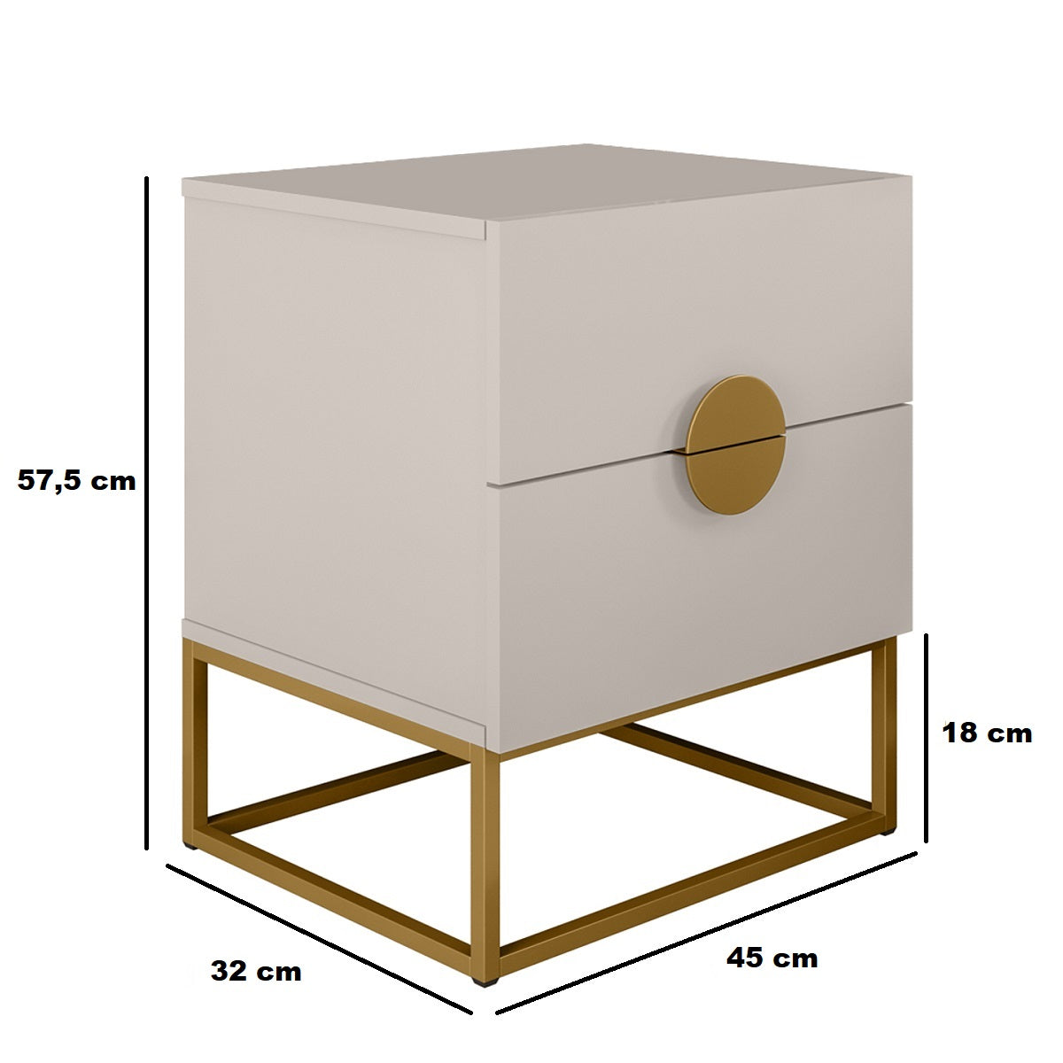 Mesa de Cabeceira Steel Luxo Modelo Industrial Com Pés de Aço e Puxador Meia Lua - LH Móveis