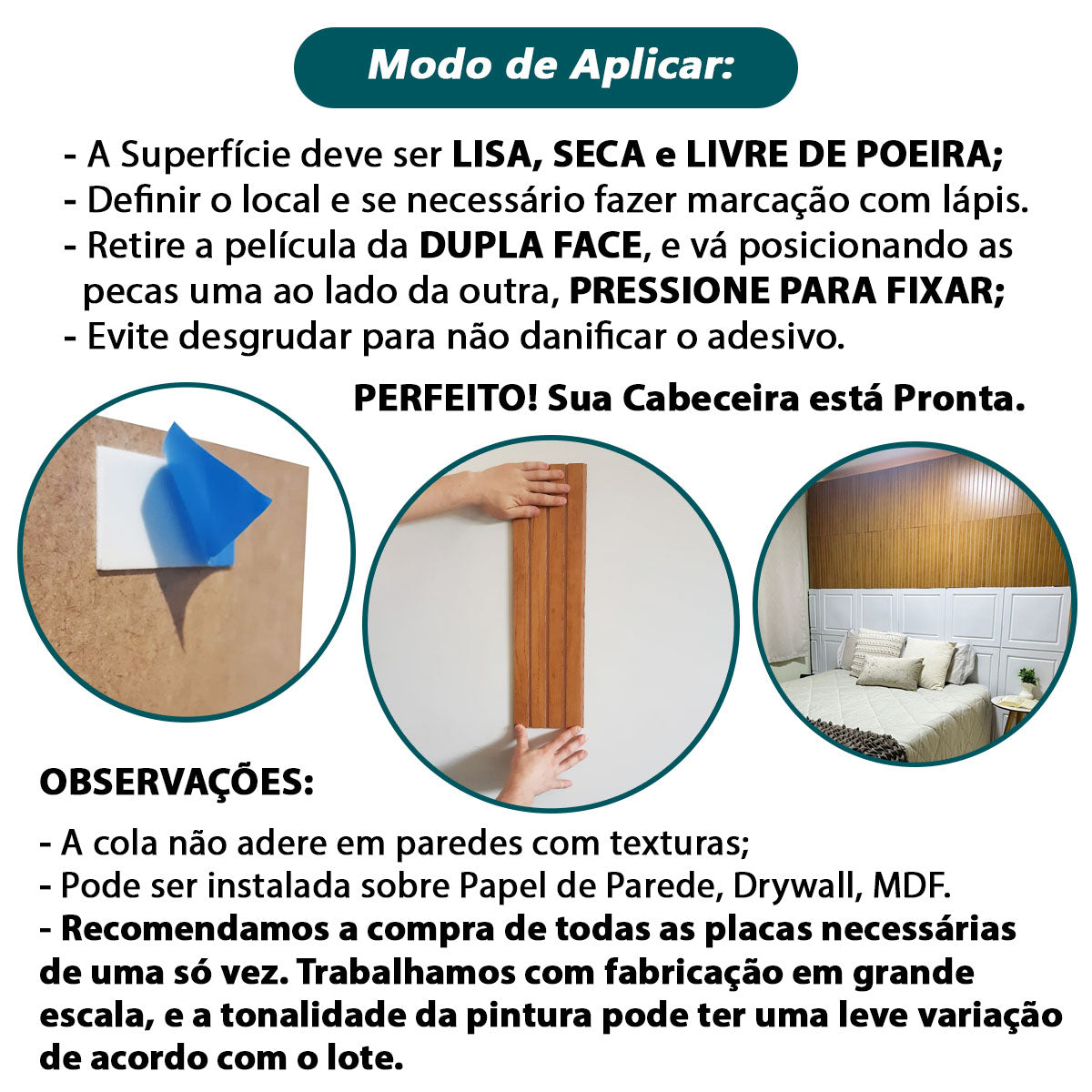 Placa Adesiva em MDF Ripado 53x15 10 Unidades Para Decoração - LH Móveis