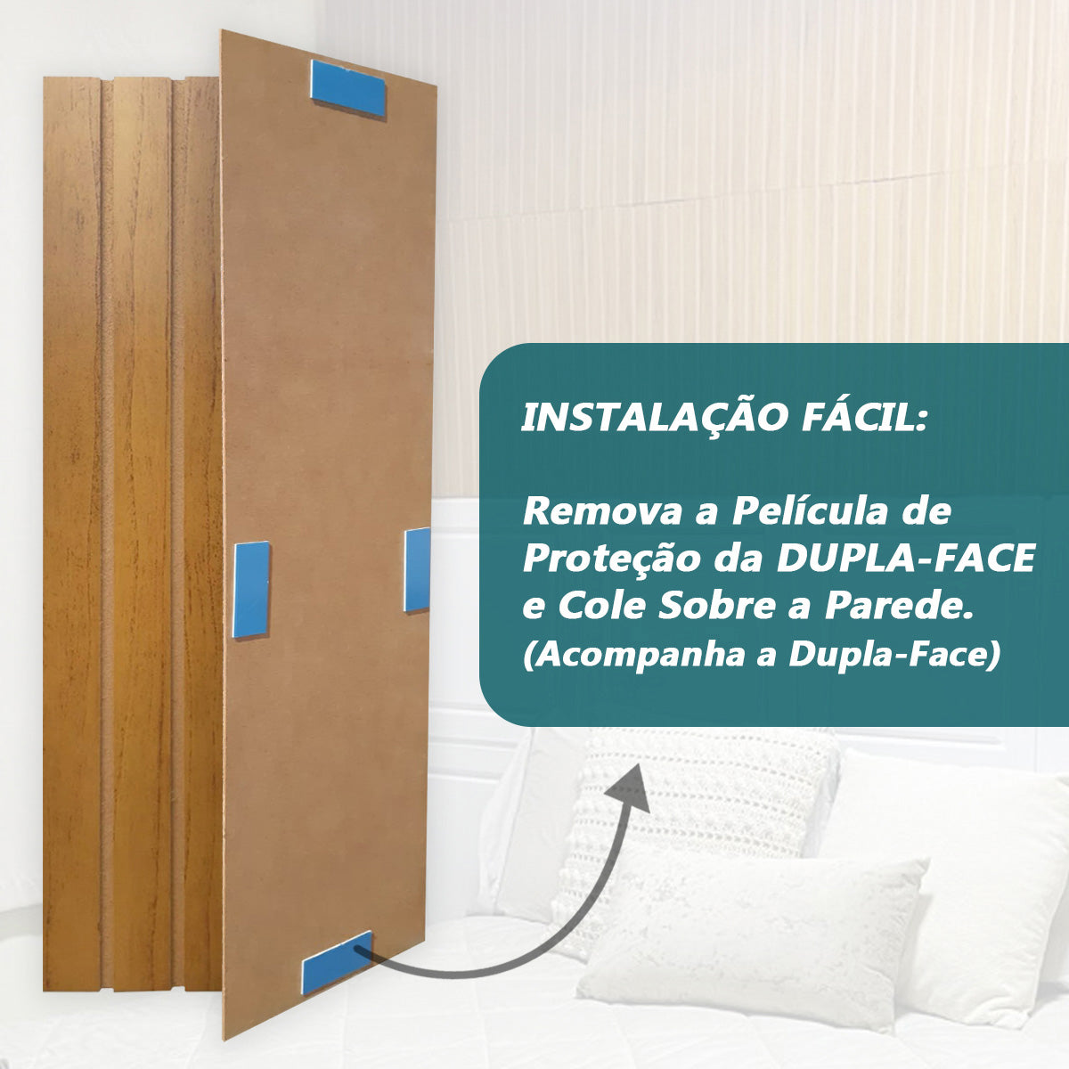 Kit 10 Ripados Módulos Adesivos 45x10 em MDF Para Decoração Acompanha Dupla Face - LH Móveis