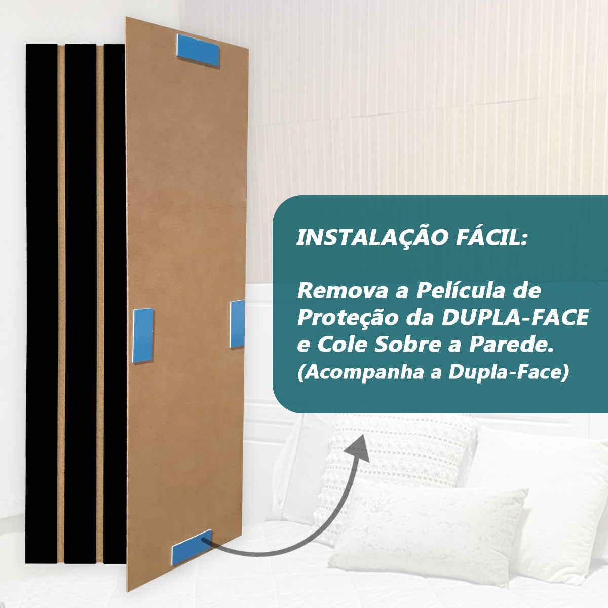 Cabeceira Ripado Cama Casal, Queen e King em MDF Adesiva Fácil Instalação - LH Móveis