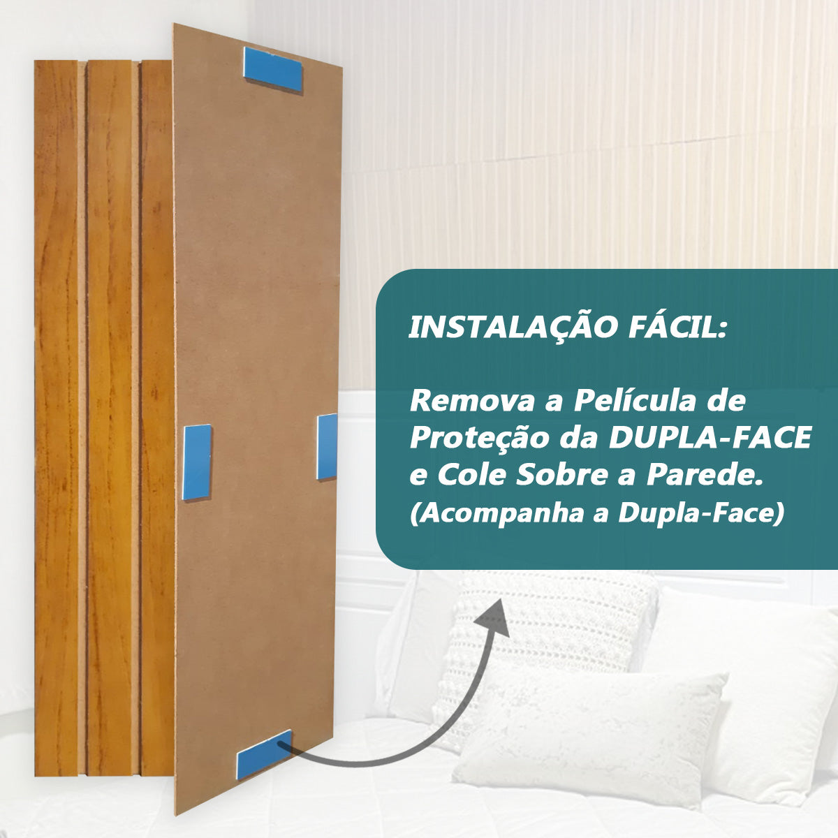 Conjunto Cabeceira Ripada em MDF Com 2 Mesas de Cabeceira Suspensa 1 Gaveta com Nicho - LH Móveis