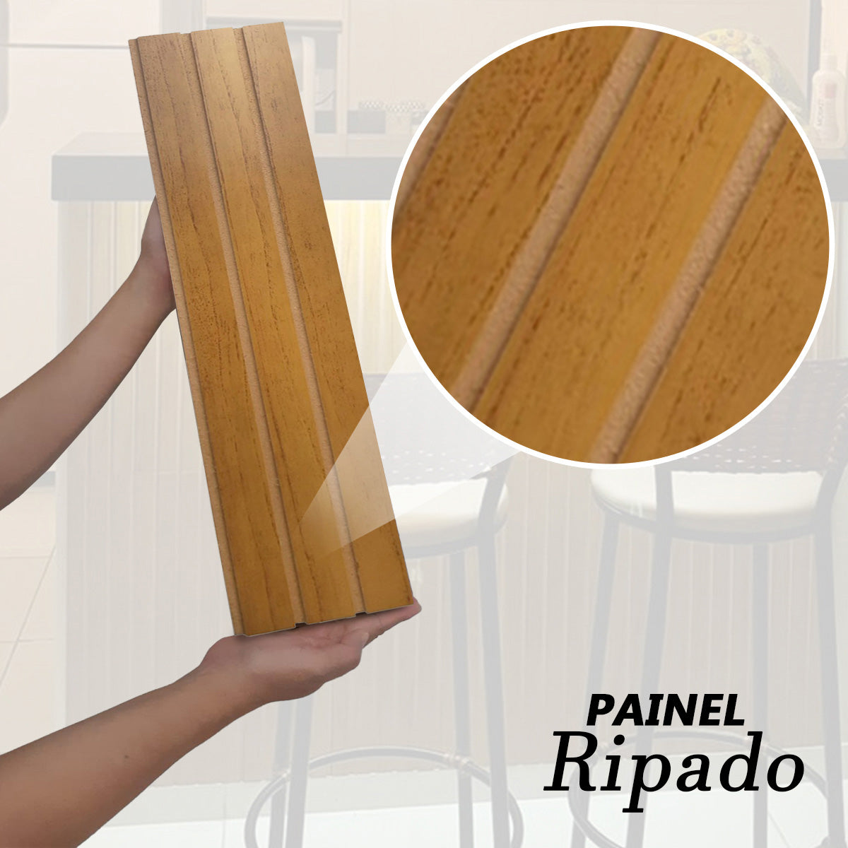 Kit 10 Ripados Módulos Adesivos 45x10 em MDF Para Decoração Acompanha Dupla Face - LH Móveis