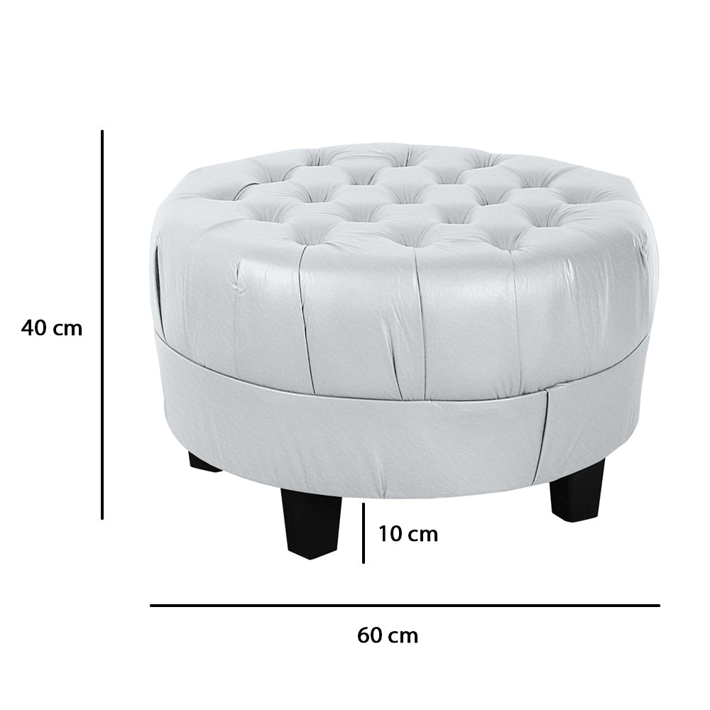 Puff Redondo Amsterdã Decorativo Estrutura em Madeira Detalhe Capitonê - LH Móveis