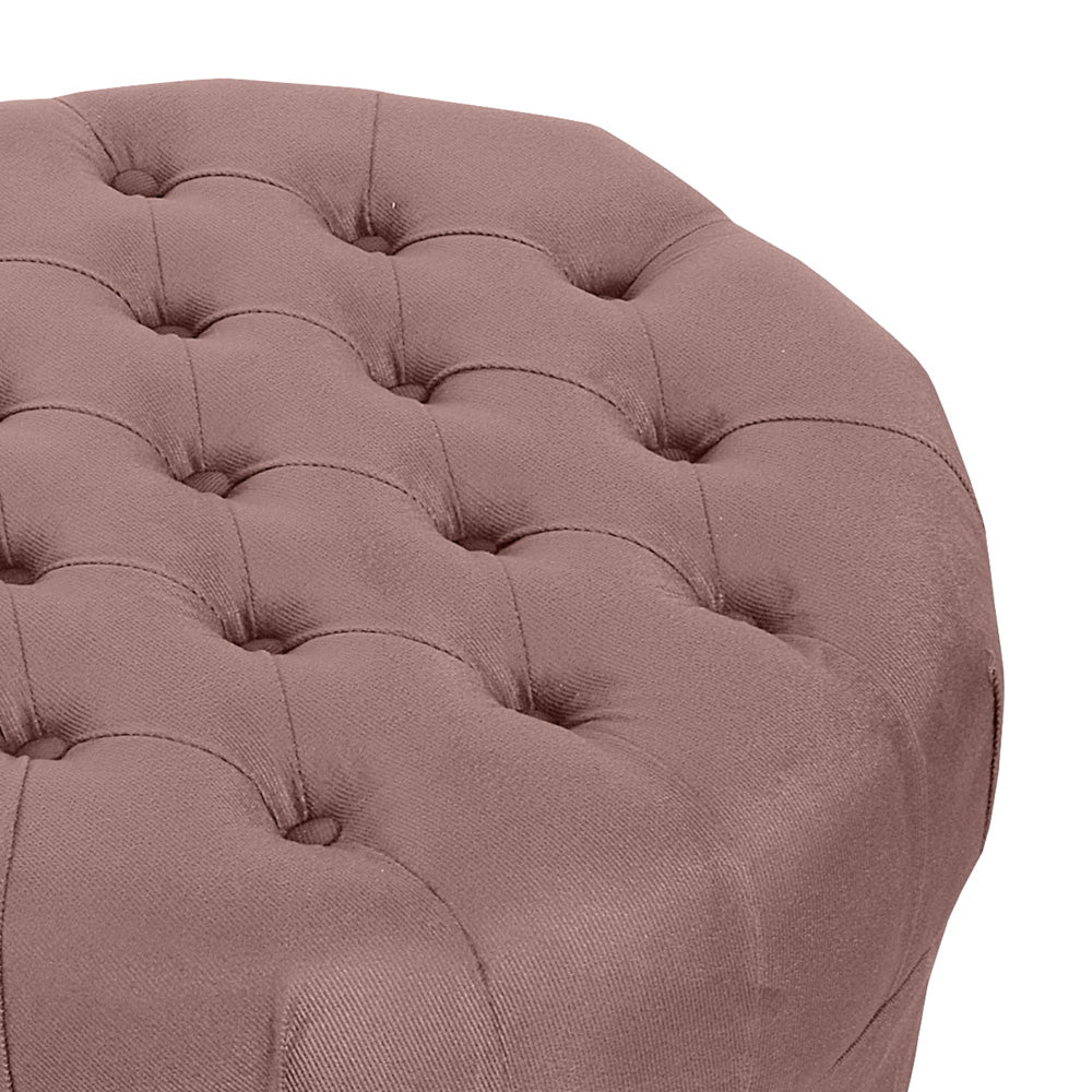 Puff Redondo Amsterdã Decorativo Estrutura em Madeira Detalhe Capitonê - LH Móveis