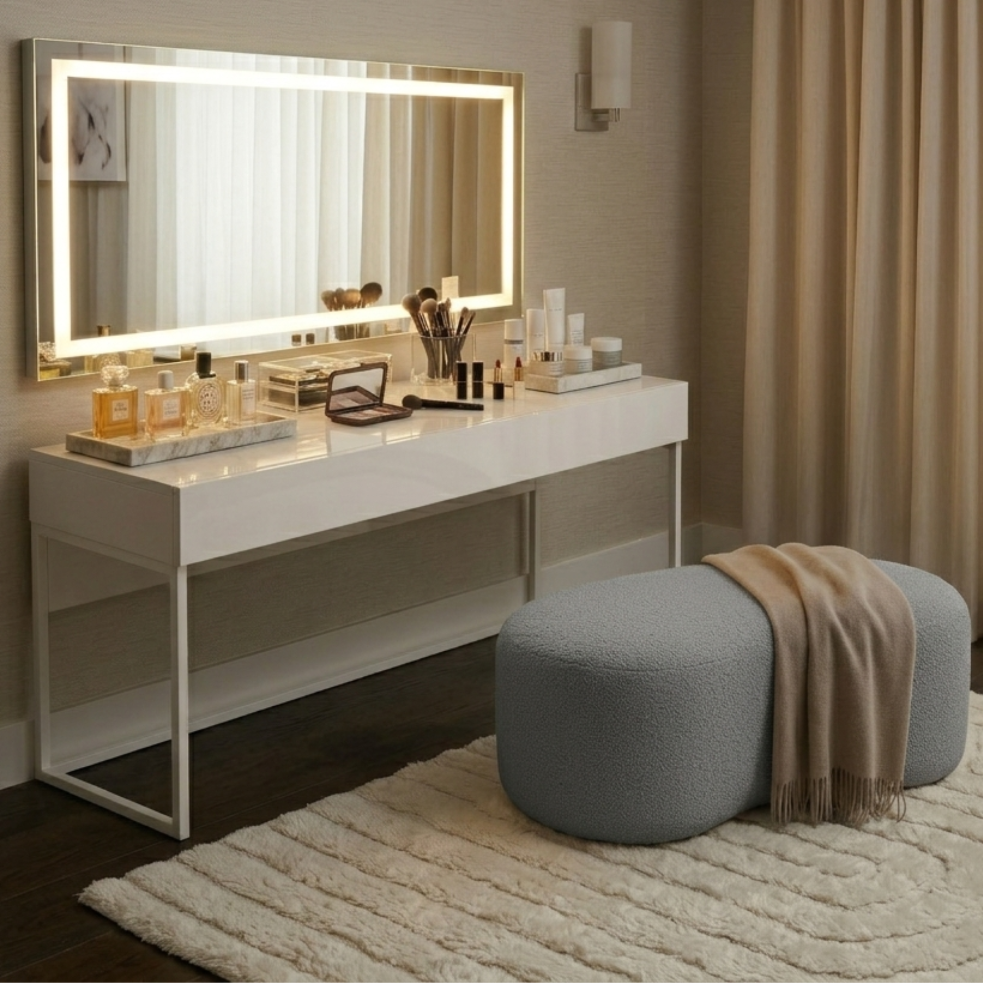 Puff Decorativo Orgânico em Bouclê Formato Feijão Design Moderno Balli – LH Móveis