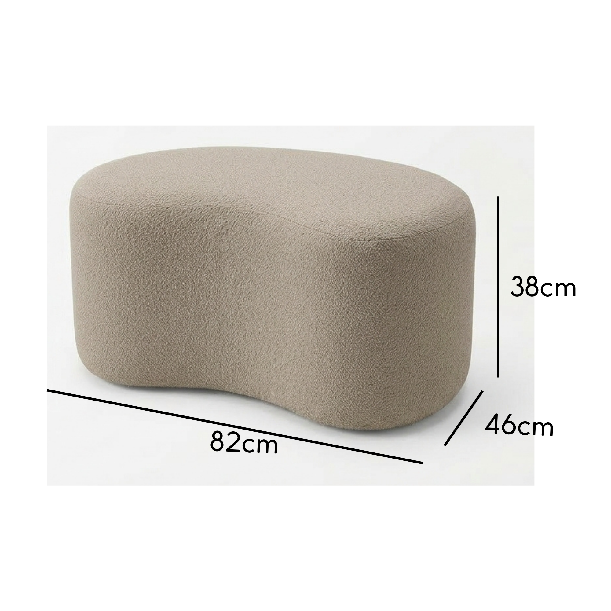 Puff Decorativo Orgânico em Bouclê Formato Feijão Design Moderno Balli – LH Móveis