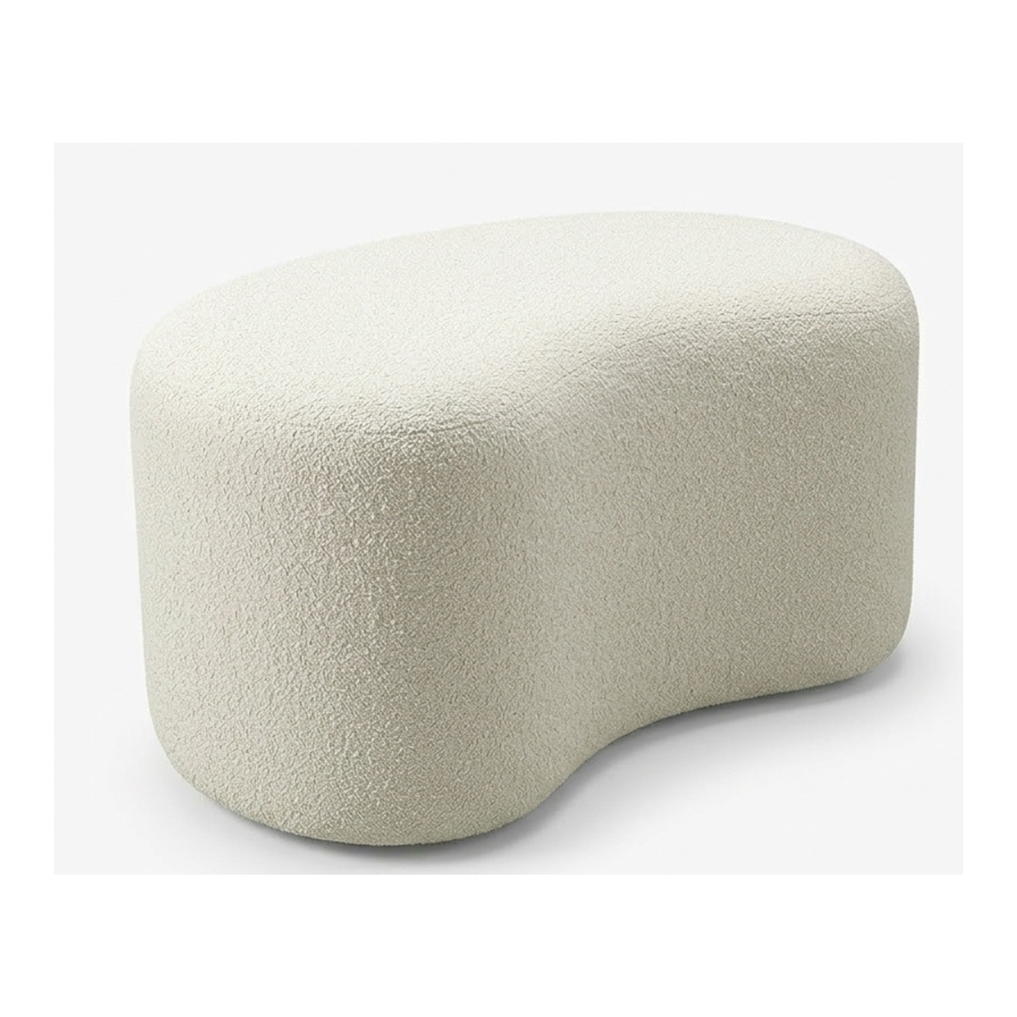 Puff Decorativo Orgânico em Bouclê Formato Feijão Design Moderno Balli – LH Móveis