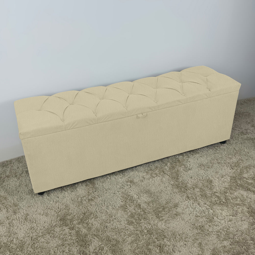 Baú Recamier Detalhe Capitonê 185cm Para Cama King Intense Estrutura em Madeira Estofado Várias Cores - LH Móveis