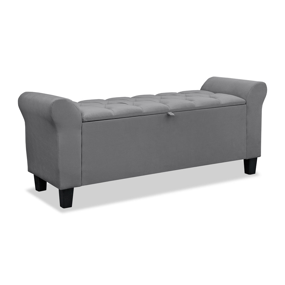 Recamier Baú Dubai Calçadeira Para Cama Box Casal 130 cm Estofado Estrutura em Madeira - LH Móveis