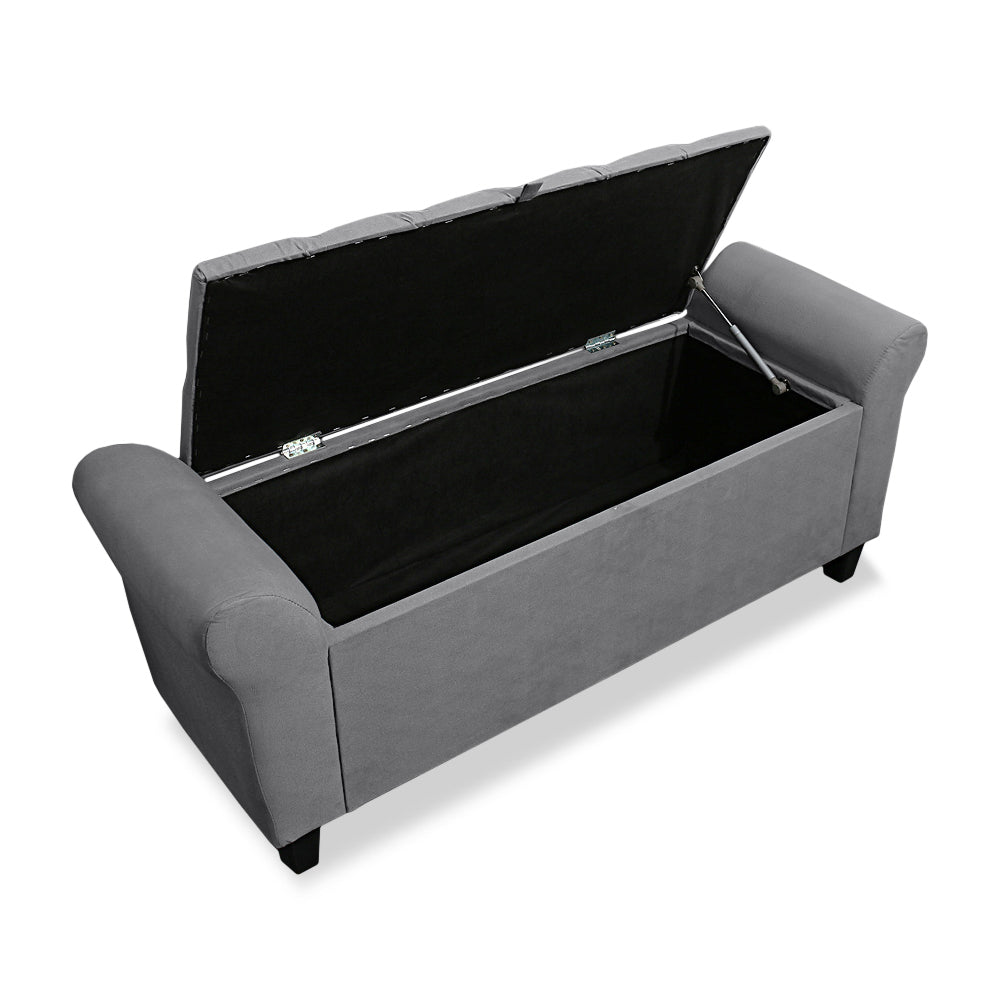 Recamier Baú Dubai Calçadeira Para Cama Box Casal 130 cm Estofado Estrutura em Madeira - LH Móveis