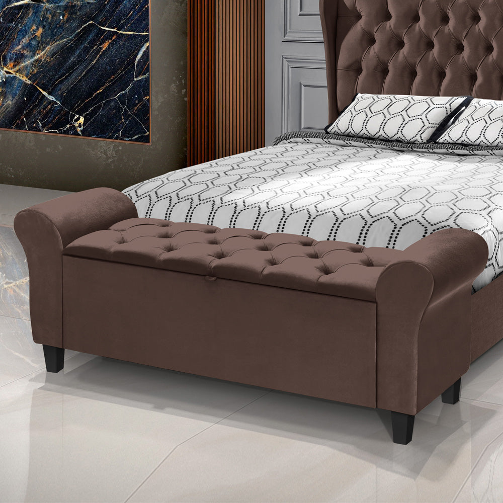 Recamier Baú Banco para Cama Box King 180cm Dubai Detalhe Capitonê com Pés - LH Móveis