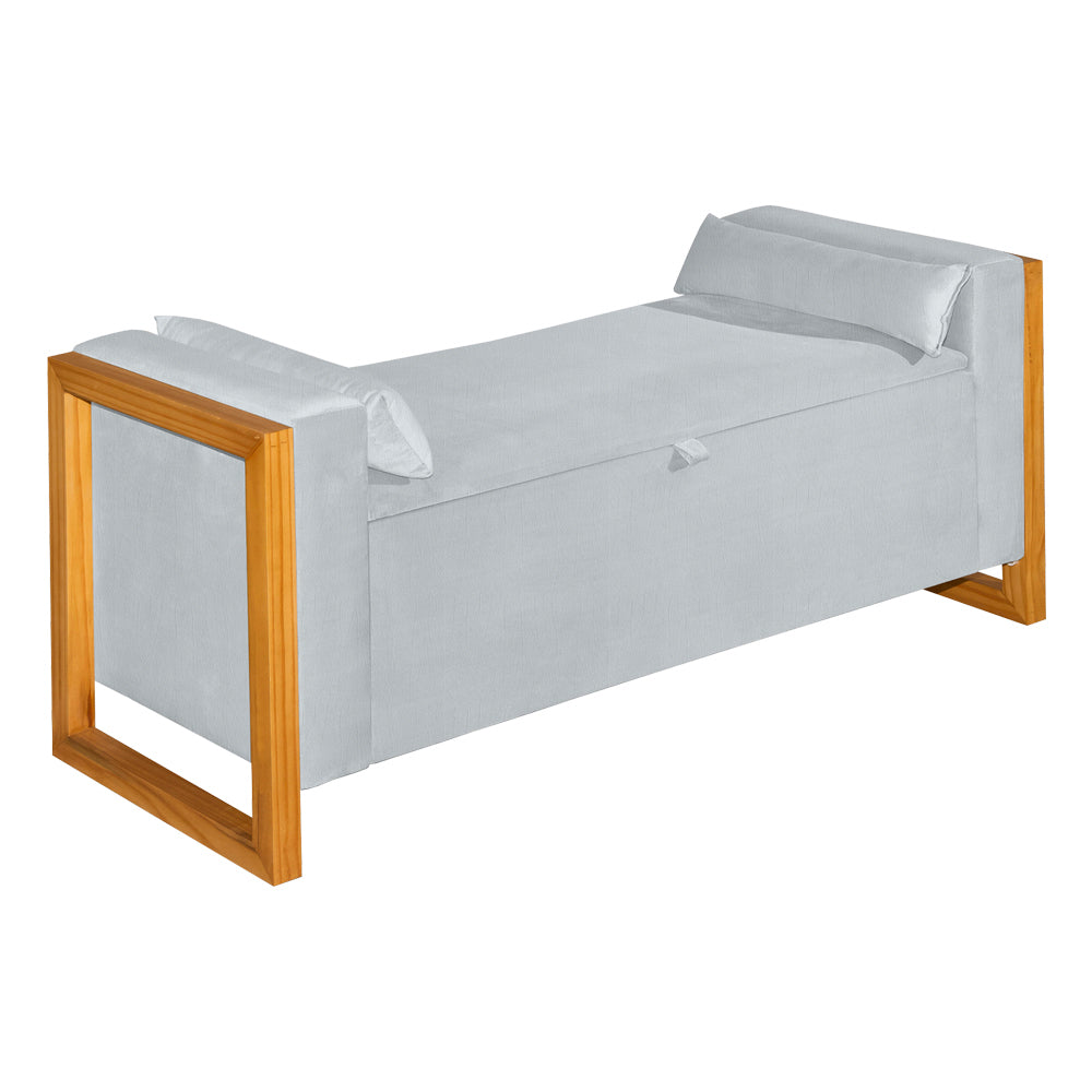 Recamier Baú Para Cama King 180cm Imperial Estofado com Pés de Madeira - LH Móveis
