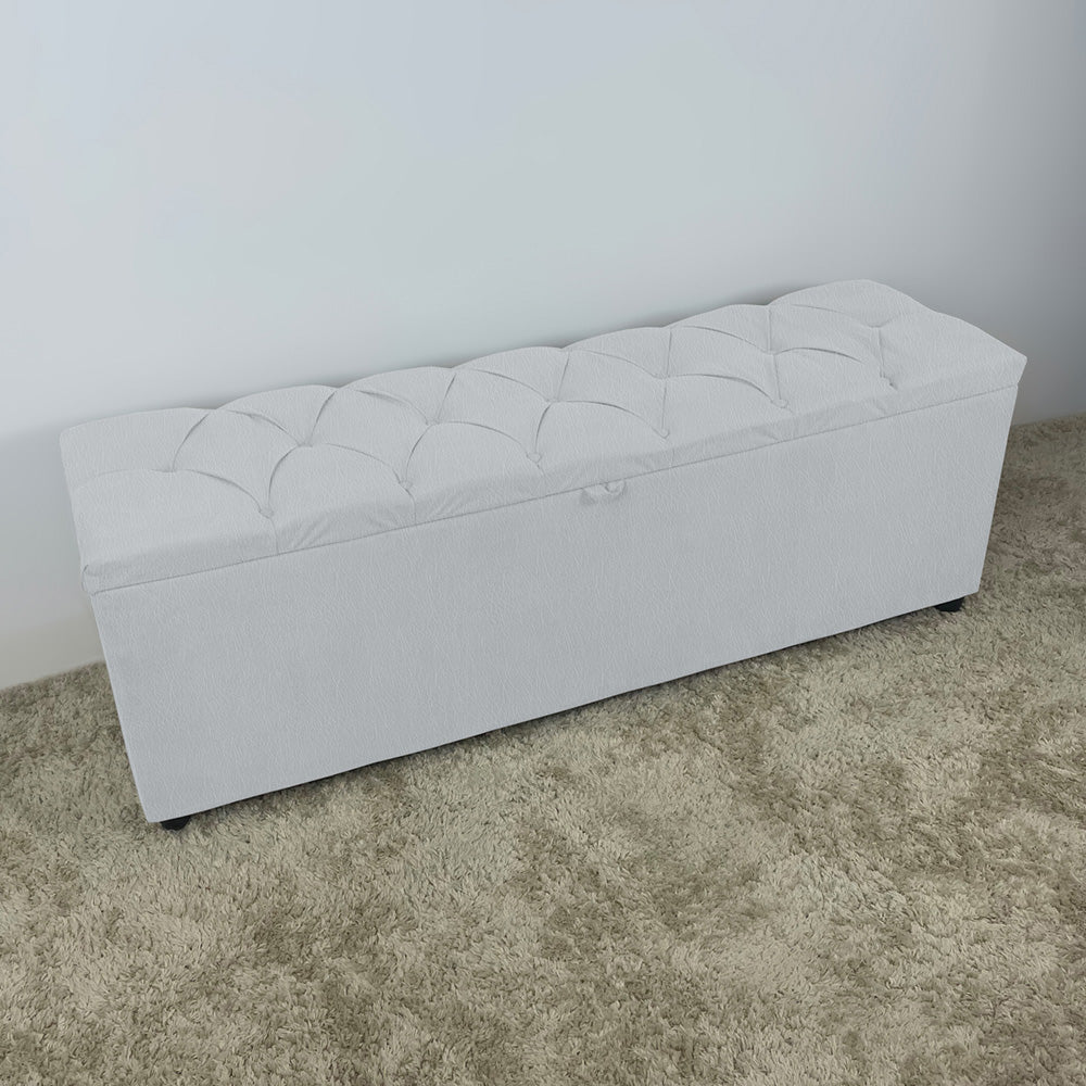 Baú Recamier Detalhe Capitonê 185cm Para Cama King Intense Estrutura em Madeira Estofado Várias Cores - LH Móveis