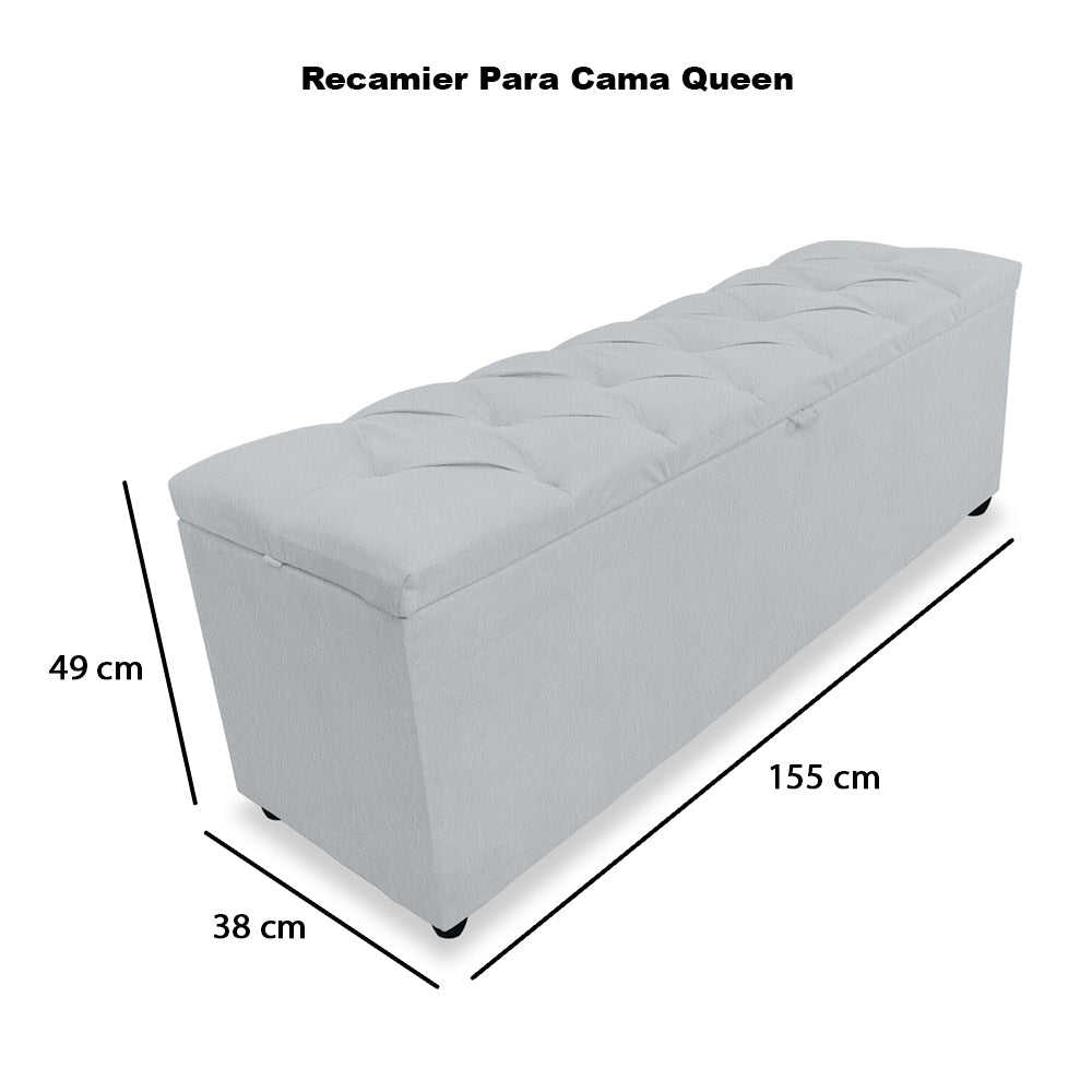 Baú Recamier  155cm Para Cama Queen Intense Detalhe Capitonê Estrutura em Madeira Várias Cores - LH Móveis