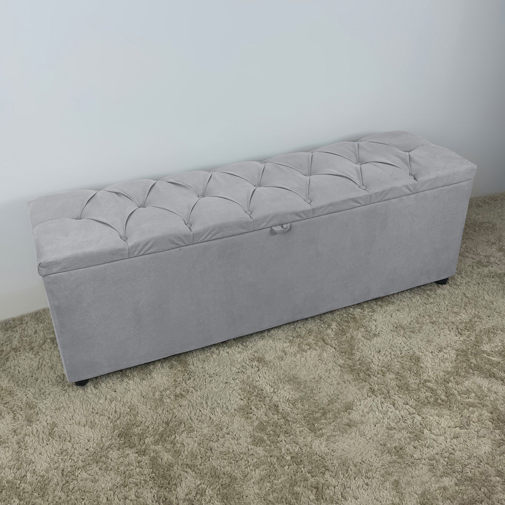 Baú Recamier Detalhe Capitonê 185cm Para Cama King Intense Estrutura em Madeira Estofado Várias Cores - LH Móveis