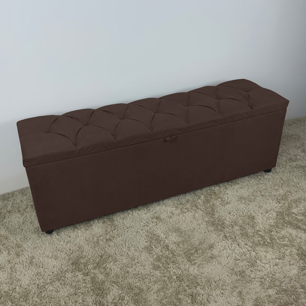 Baú Recamier Detalhe Capitonê 185cm Para Cama King Intense Estrutura em Madeira Estofado Várias Cores - LH Móveis