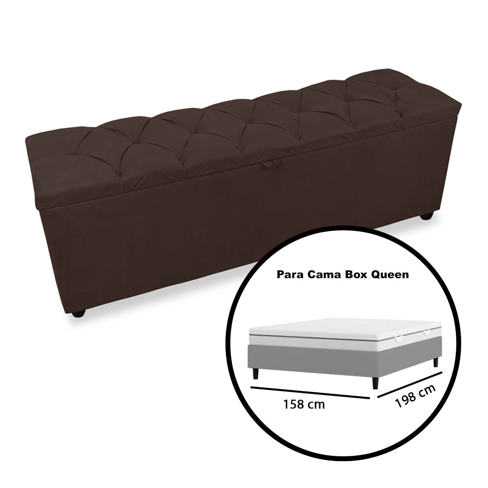 Baú Recamier  155cm Para Cama Queen Intense Detalhe Capitonê Estrutura em Madeira Várias Cores - LH Móveis