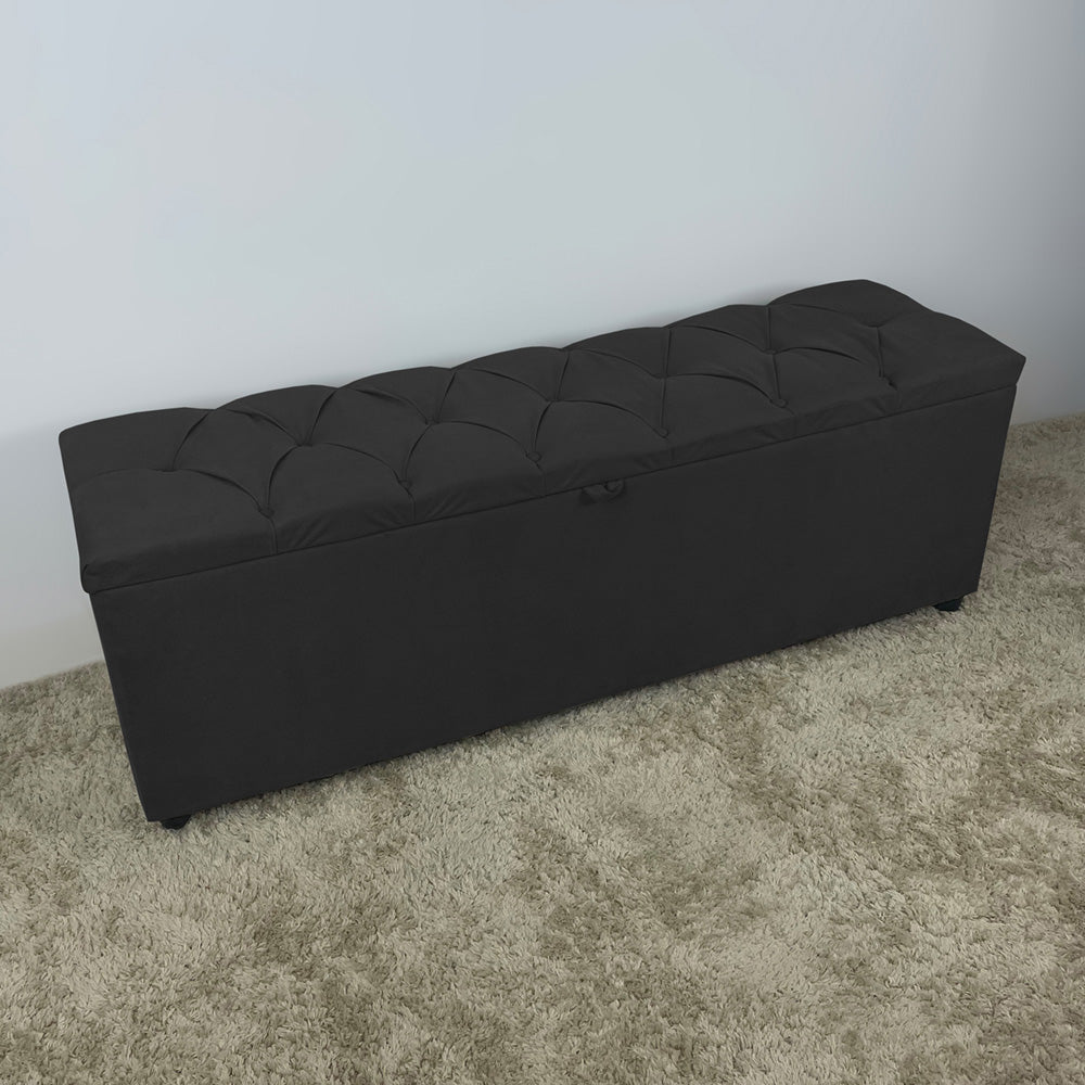 Baú Recamier Detalhe Capitonê 185cm Para Cama King Intense Estrutura em Madeira Estofado Várias Cores - LH Móveis